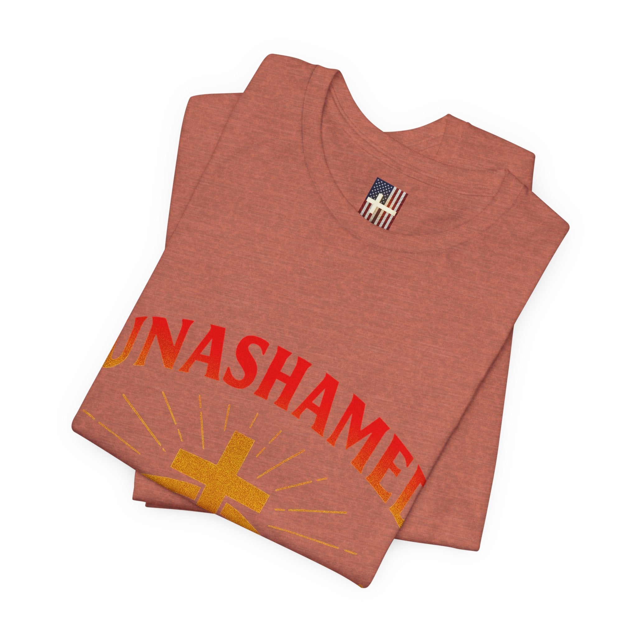 Unashamed T-shirt – Ichthys Jesus Fish & Cross Christian T-shirt for Romans 1:16 Bold Faith Printify