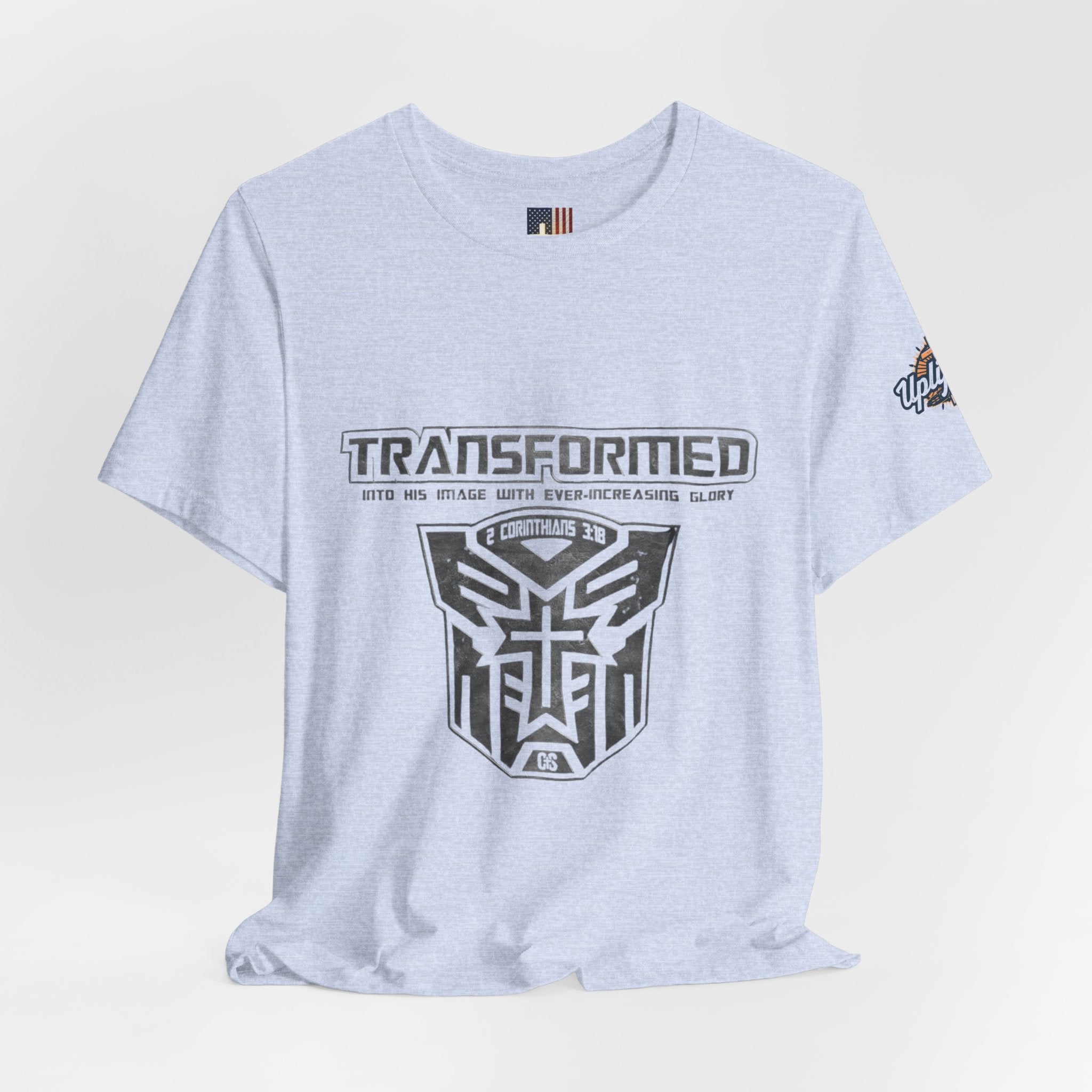 Transformer Logo Christian T-shirt | 2 Corinthians 3:18 Bible Verse T-shirt Printify