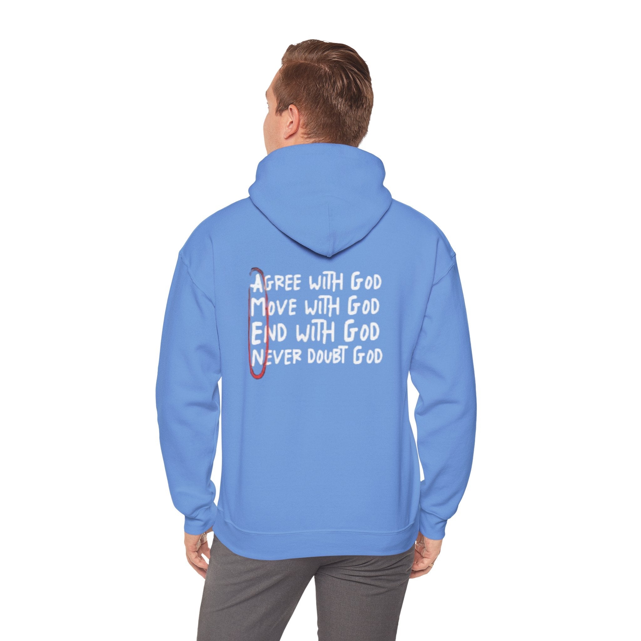 AMEN Acronym Hoodie – Agree with God Move with God End with God Never Doubt God Christian Sweatshirt for Unwavering Faith Printify