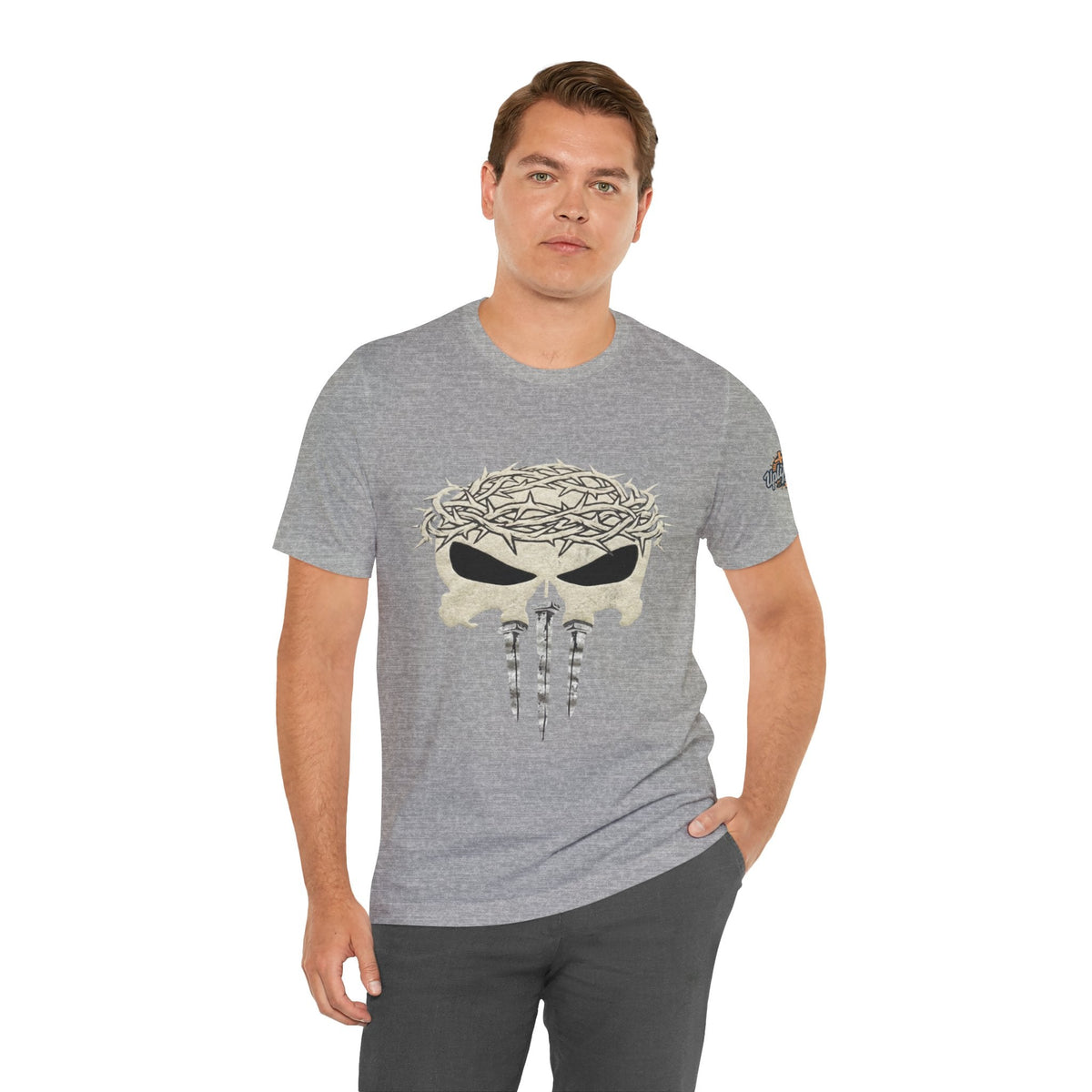 Christian Skull T-shirt - Crown of Thorns & Nails - Warrior Faith T-shirt Printify