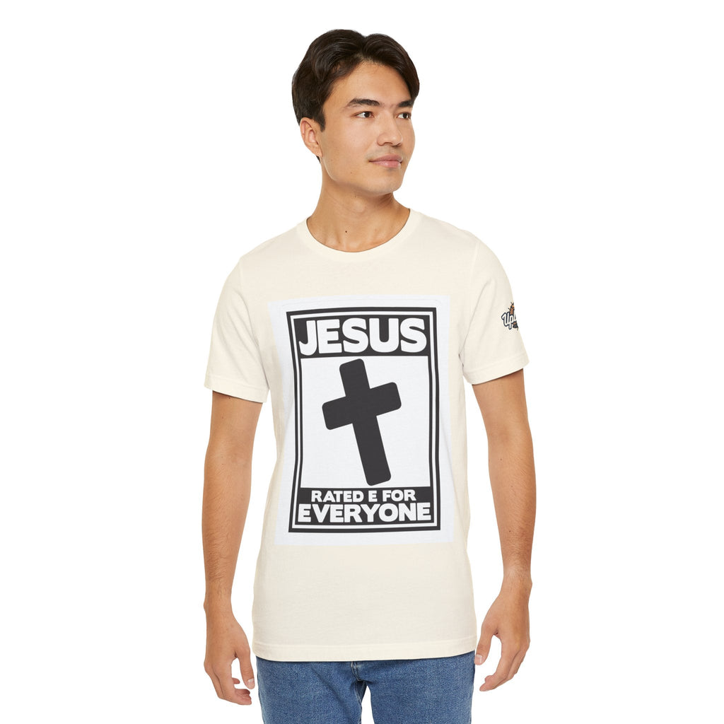 Jesus, Rated E for Everyone T-shirt - Gamer Faith T-shirt - Christian Video Game Parody Printify