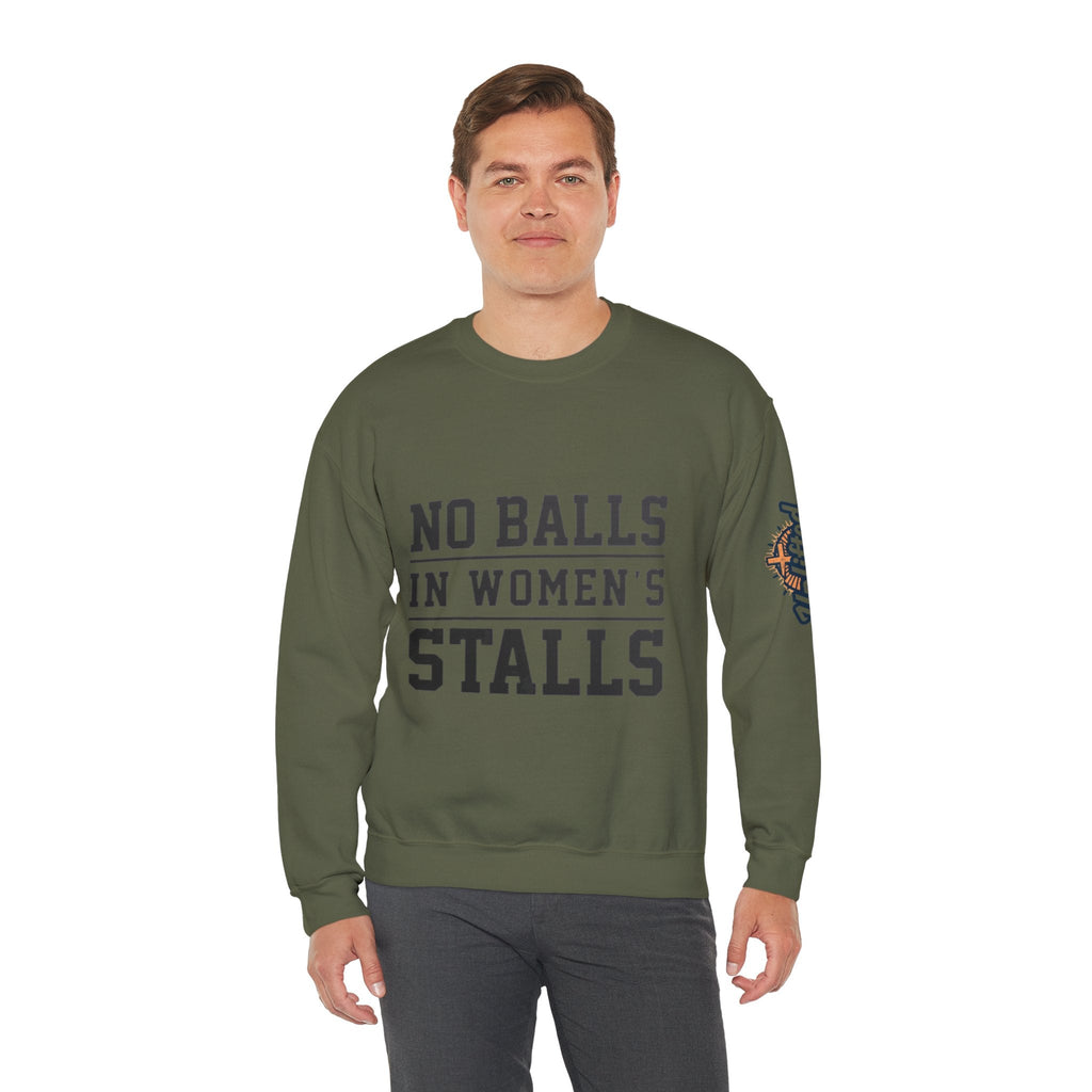No Balls in Women's Stalls Crewneck Sweatshirt — Bold Statement Pullover Printify