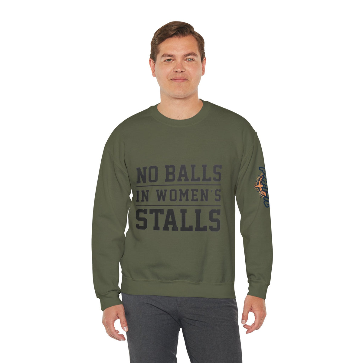No Balls in Women's Stalls Crewneck Sweatshirt — Bold Statement Pullover Printify