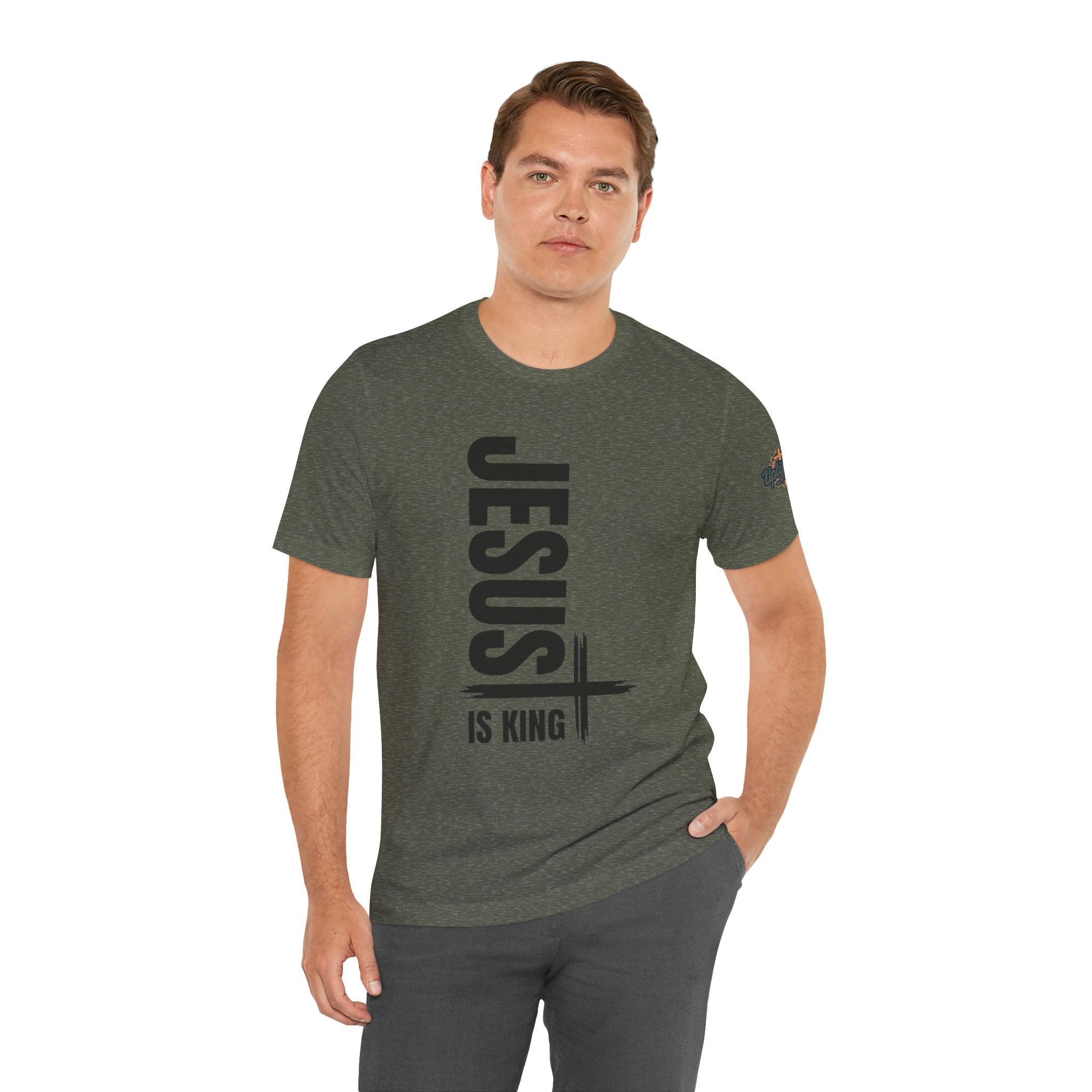 Jesus Is King T-shirt | Modern Typographic Cross Christian T-shirt Printify