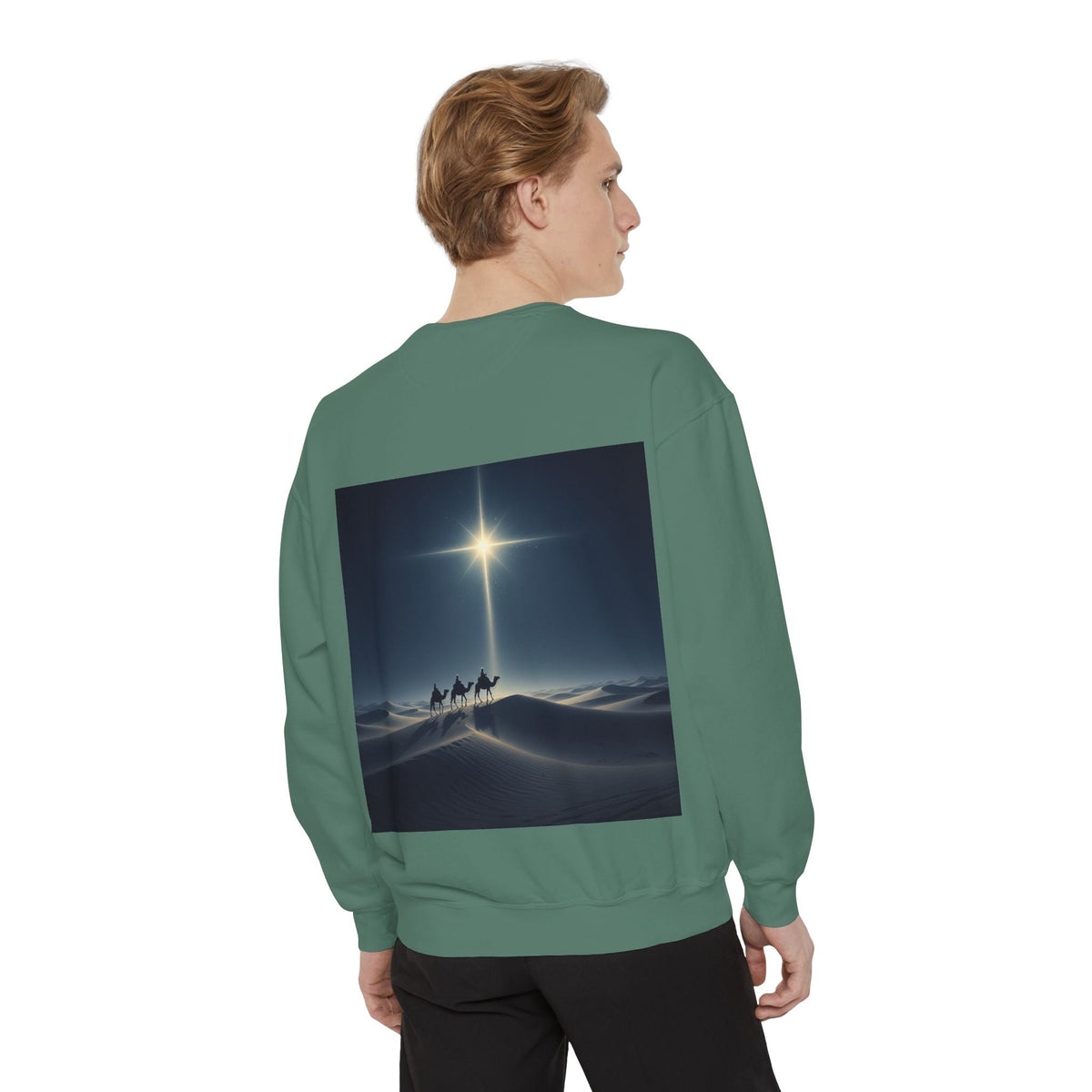 3 Wise Men Sweatshirt – Magi Camels Nativity Journey Christian Christmas Sweatshirt for Epiphany Faith & Holy Night Printify