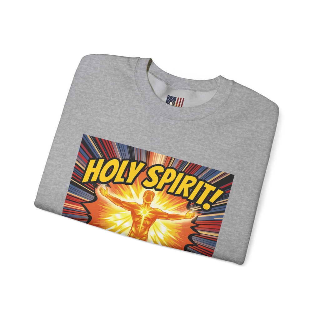 Holy Spirit Activate Sweatshirt – Superhero Christian Sweatshirt with Vibrant Power-Up Design for Faith-Fueled Boldness Printify