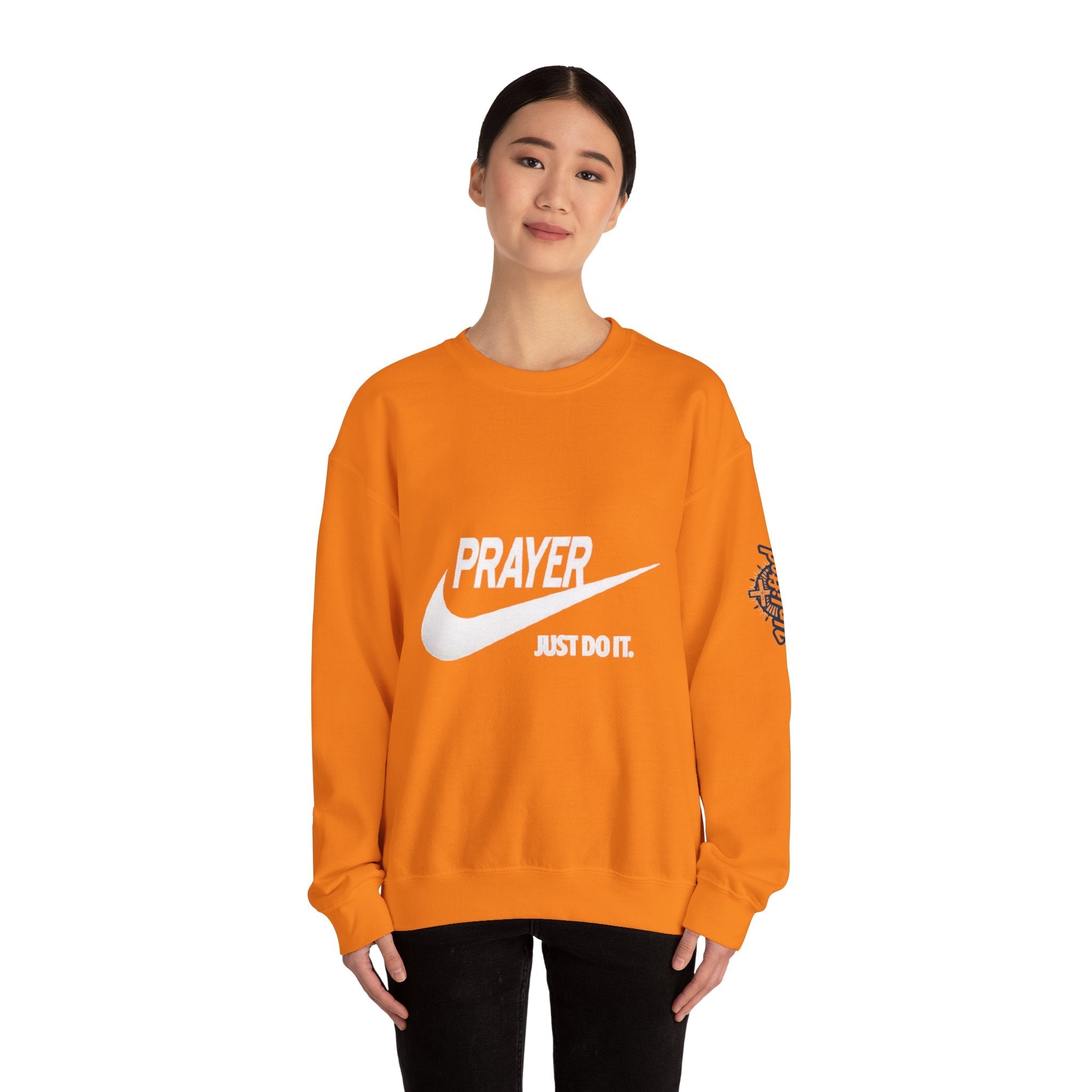 Prayer Just Do It Sweatshirt - Funny Christian Nike Parody Sweatshirt - Faith Gear Printify
