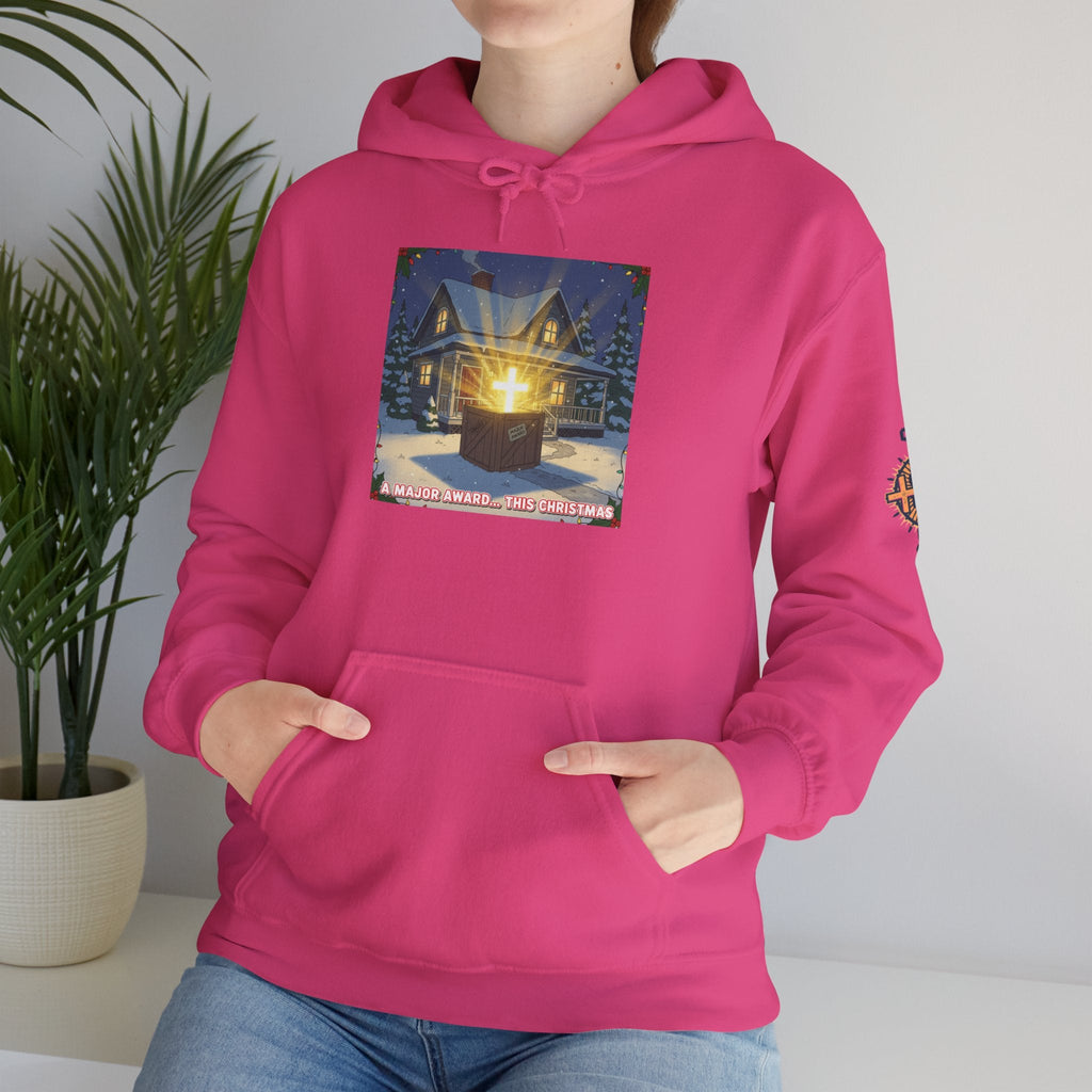 A Major Award This Christmas Hoodie – Fragile Leg Lamp Parody Cross Unboxing Christian Sweatshirt for Hilarious Faith & Holiday Glow Printify