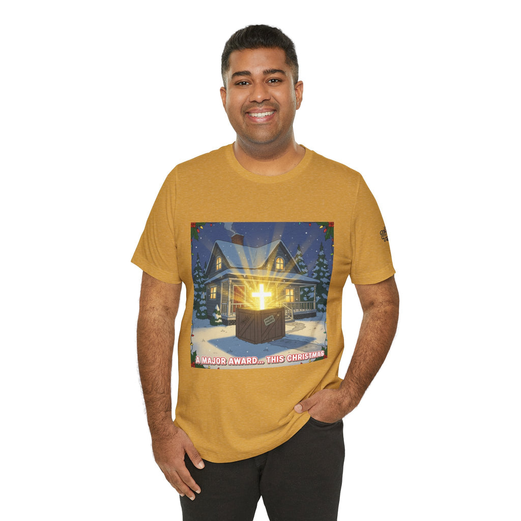 A Major Award This Christmas T-shirt – Fragile Leg Lamp Parody Cross Unboxing Christian T-shirt for Hilarious Faith & Holiday Glow Printify