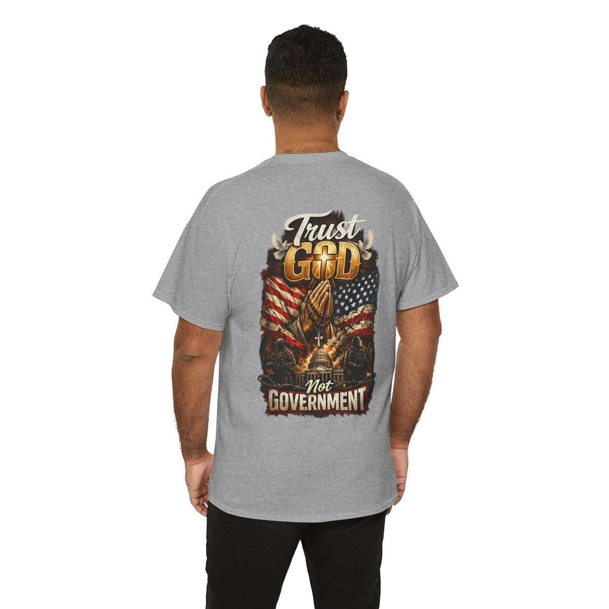 Trust God Not Government T-Shirt — Vintage Patriotic Christian Tee Printify
