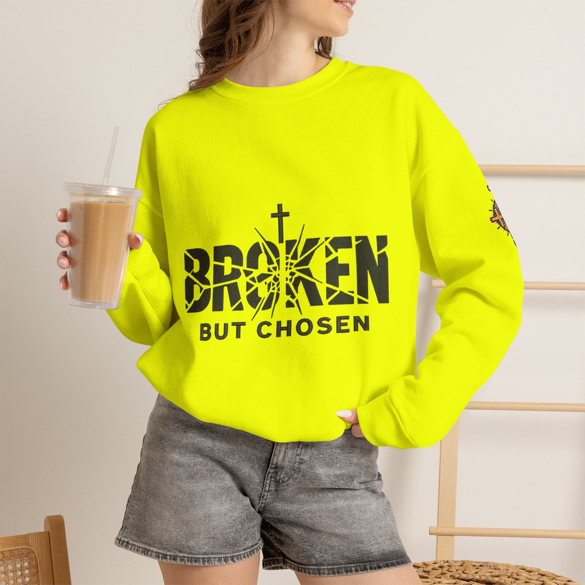 Broken But Chosen Crewneck Sweatshirt Printify