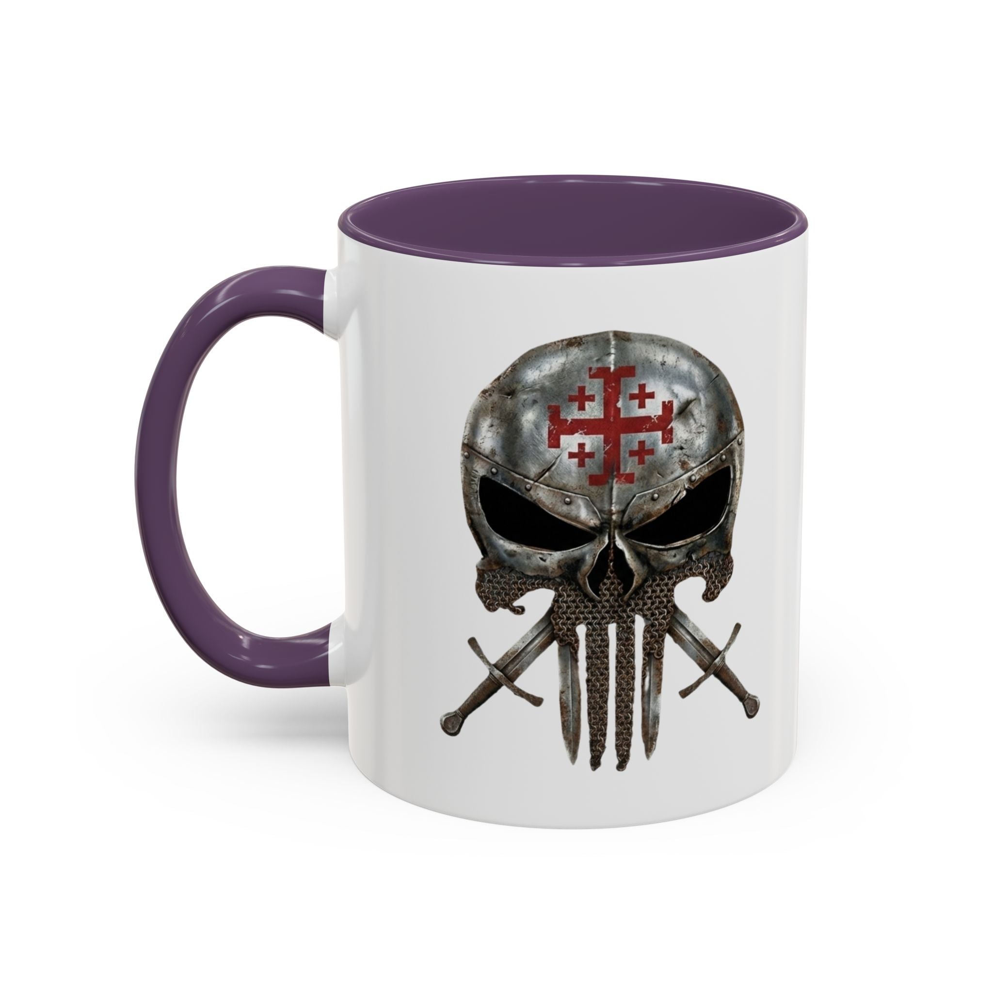 Crusader Knight Coffee Mug — 'Armor of God' Christian Skull 11/15oz Accent Mug Printify