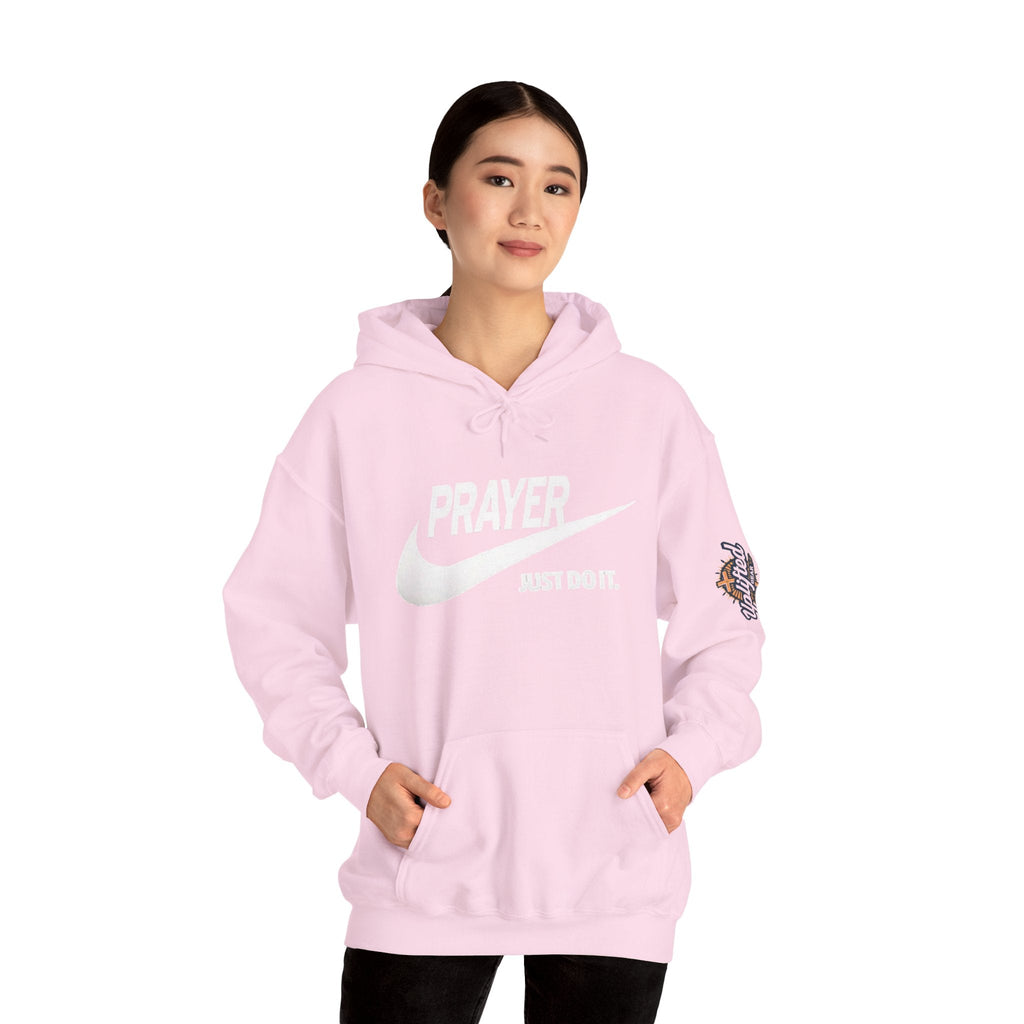 Prayer Just Do It Hoodie - Funny Christian Nike Parody Hoodie - Faith Gear Printify