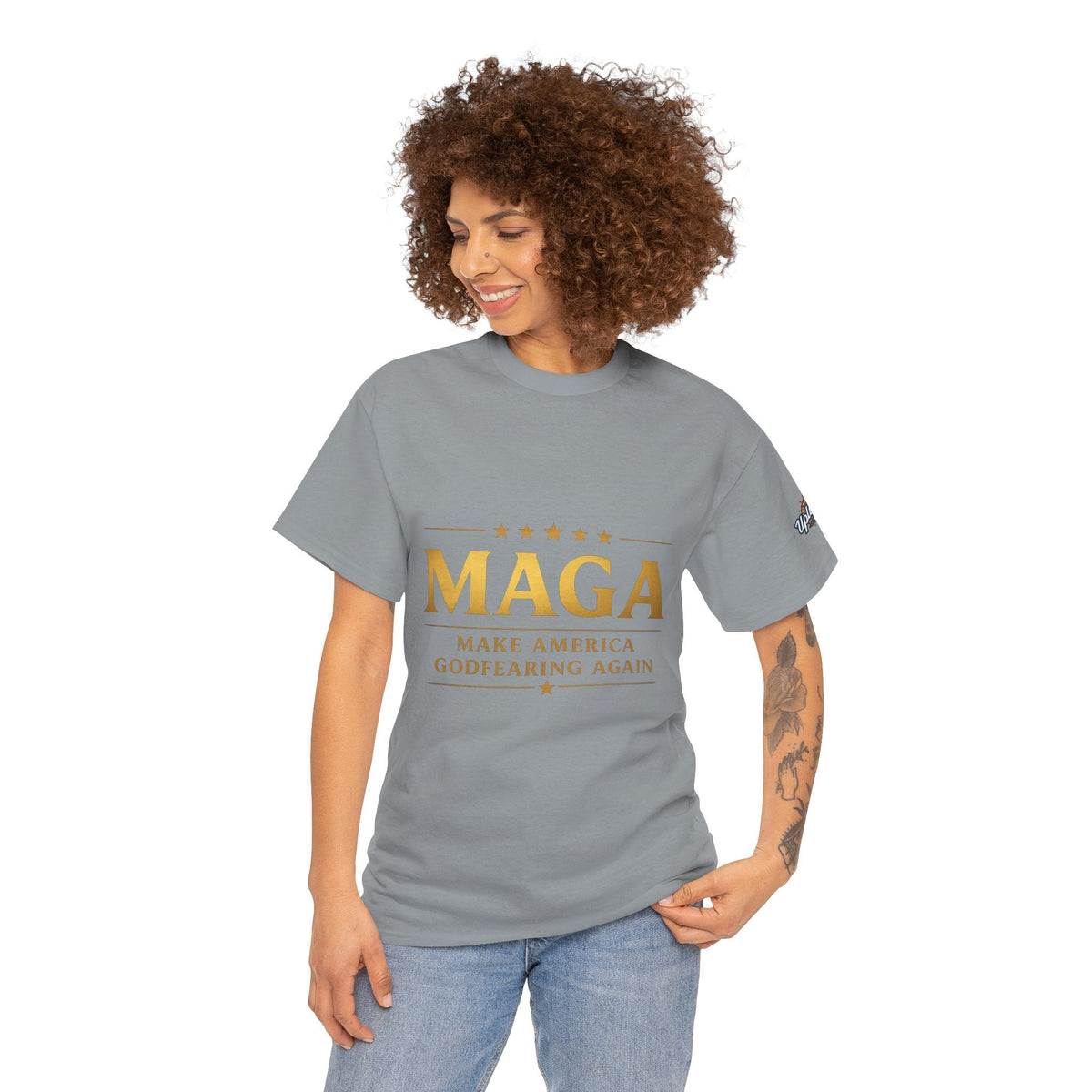 MAGA Gold Letter T-Shirt — "Make America Great Again" Printify