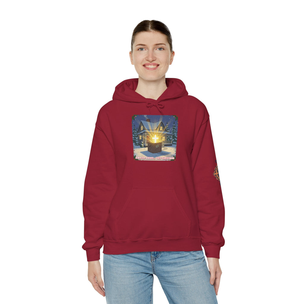 A Major Award This Christmas Hoodie – Fragile Leg Lamp Parody Cross Unboxing Christian Sweatshirt for Hilarious Faith & Holiday Glow Printify
