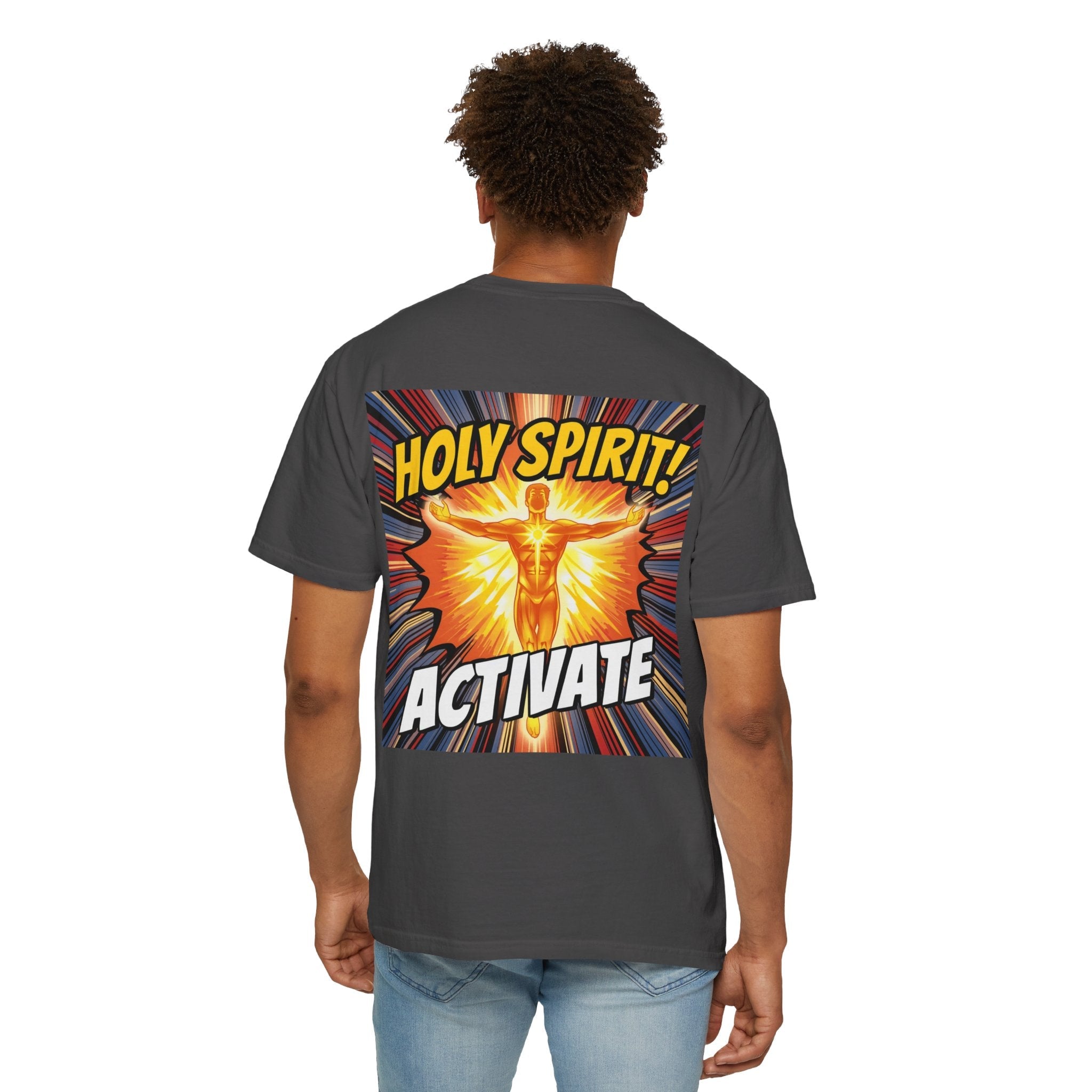 Holy Spirit Activate T-shirt – Superhero Christian T-shirt with Vibrant Power-Up Design for Faith-Fueled Boldness Printify