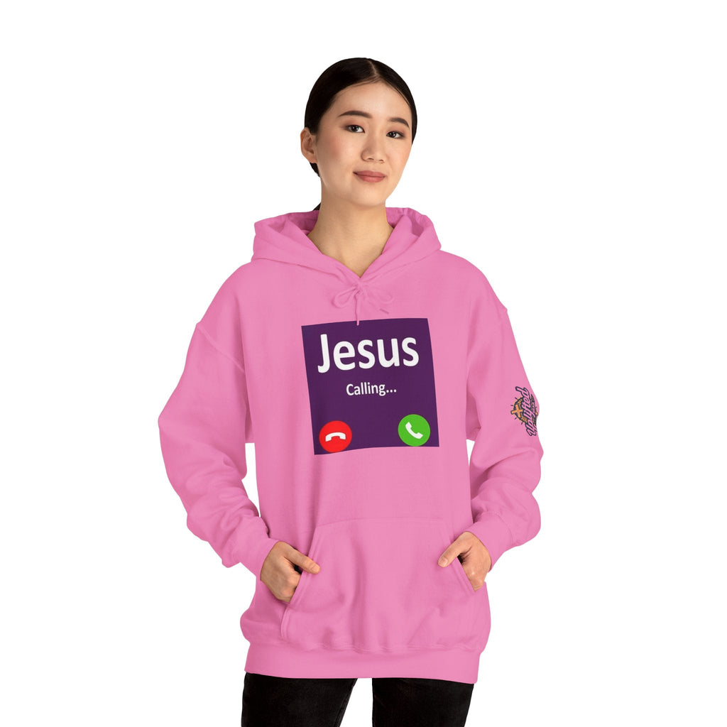 Jesus Calling Hoodie – Funny Cell Phone Screen Christian Sweatshirt for Divine Connection & Faith Humor Printify