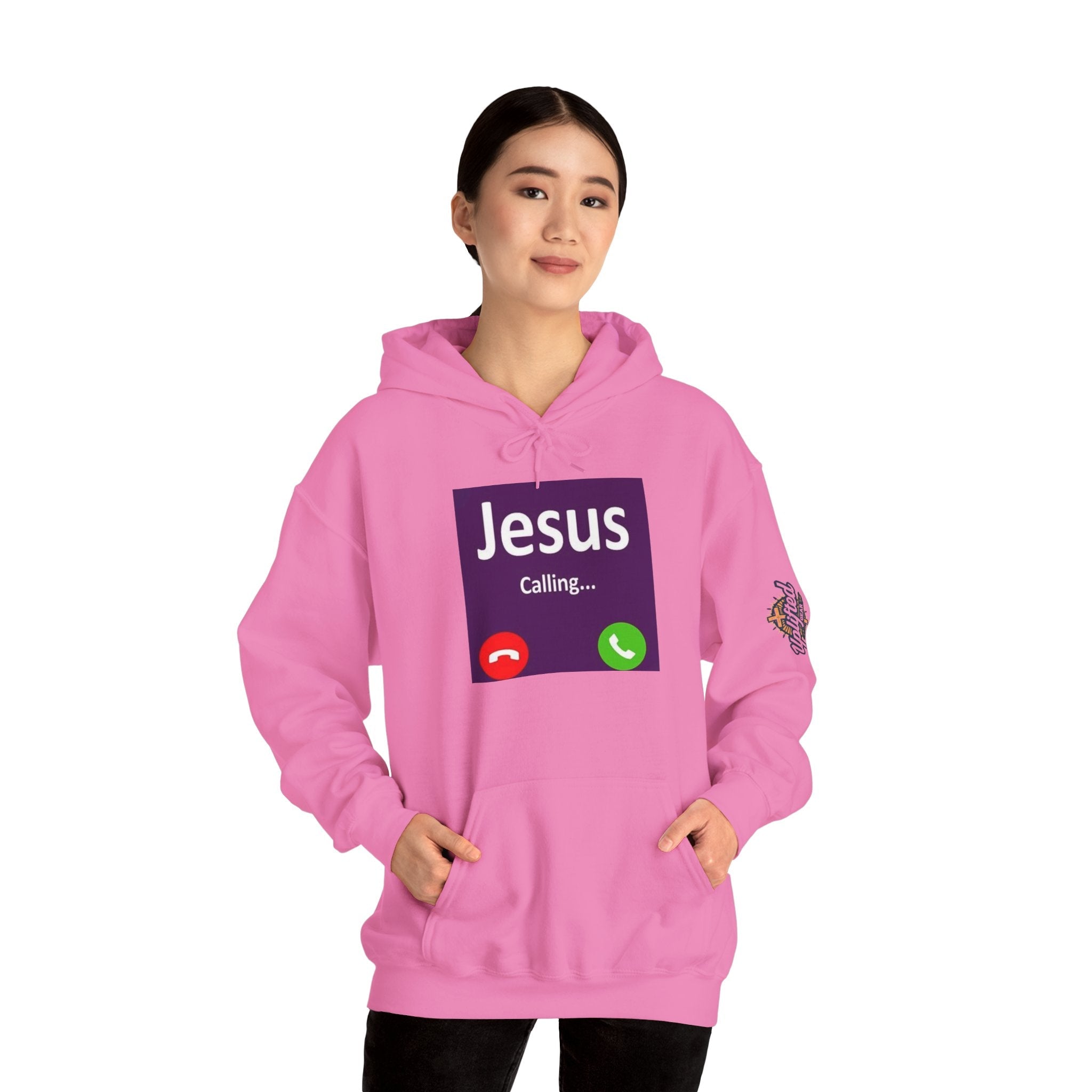 Jesus Calling Hoodie – Funny Cell Phone Screen Christian Sweatshirt for Divine Connection & Faith Humor Printify