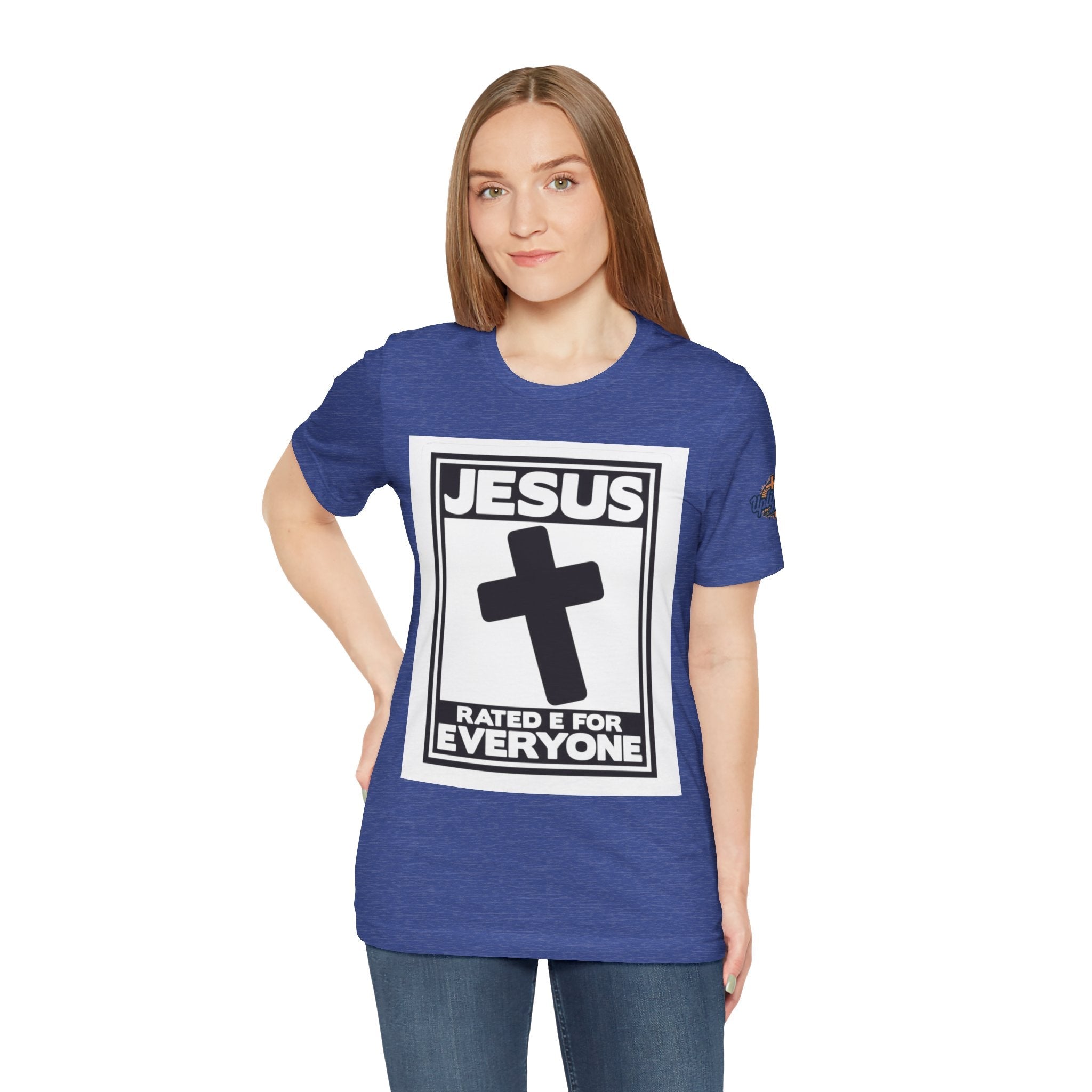 Jesus, Rated E for Everyone T-shirt - Gamer Faith T-shirt - Christian Video Game Parody Printify