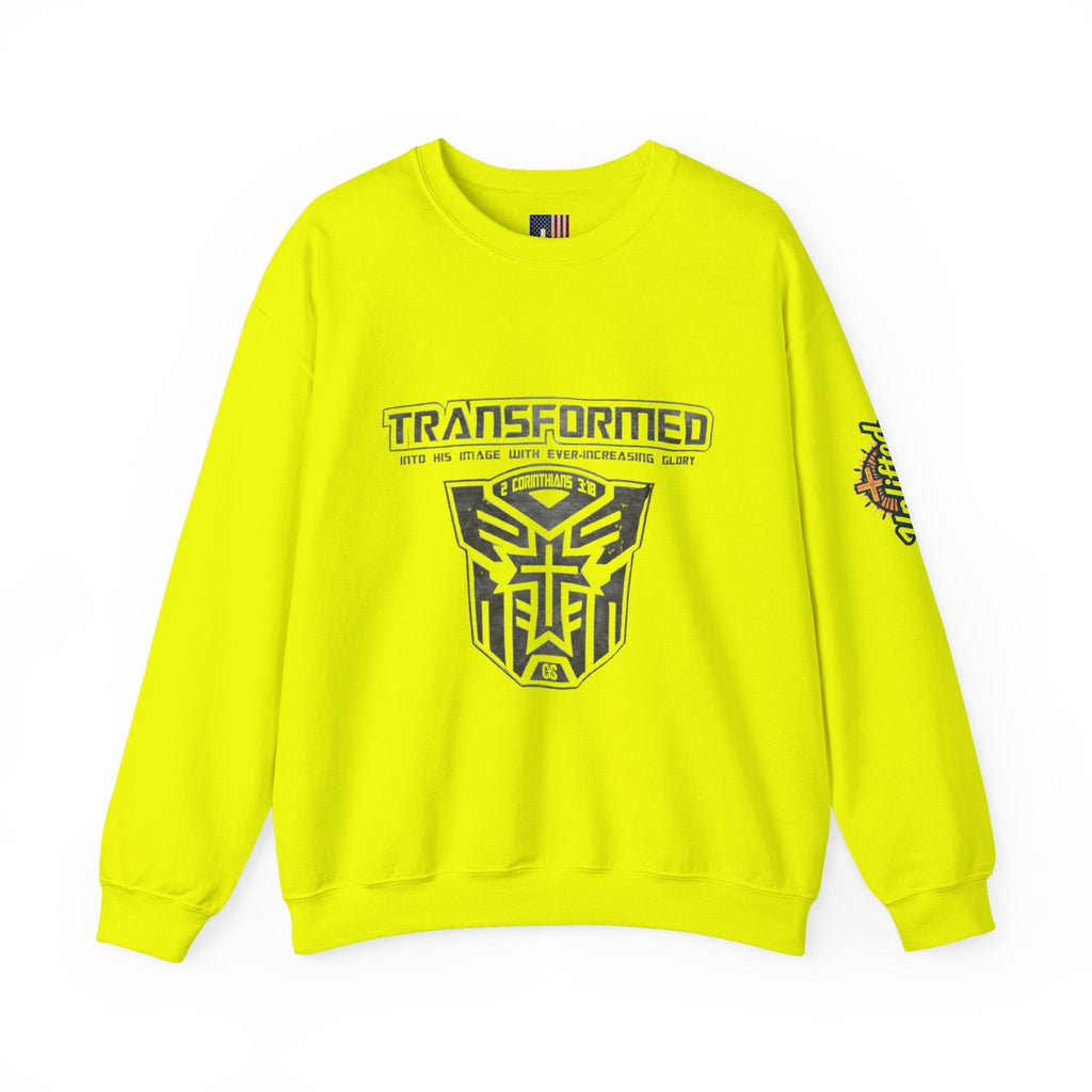 Transformer Logo Christian Sweatshirt | 2 Corinthians 3:18 Bible Verse Sweatshirt Printify