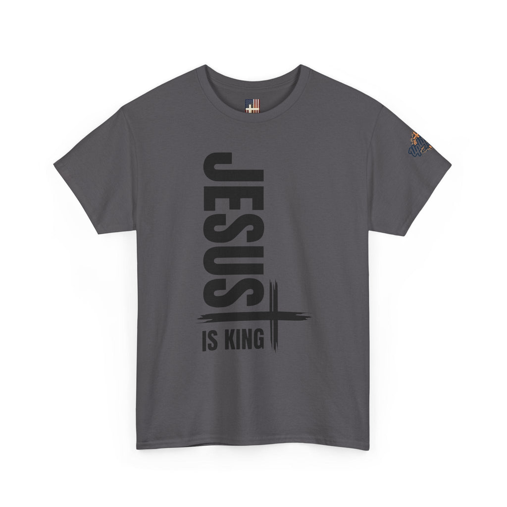 Jesus Is King T-shirt | Modern Typographic Cross Christian T-shirt Printify