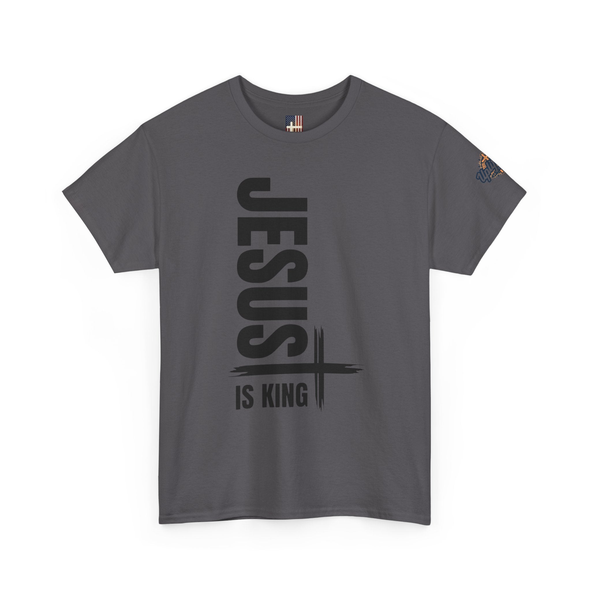 Jesus Is King T-shirt | Modern Typographic Cross Christian T-shirt Printify