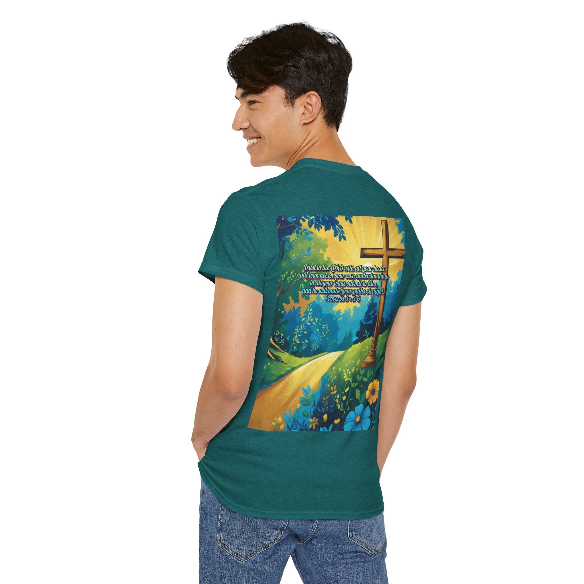 Trust in The Lord Proverbs 3:5-6 Biblical Design Unisex Heavy Cotton Tee Printify