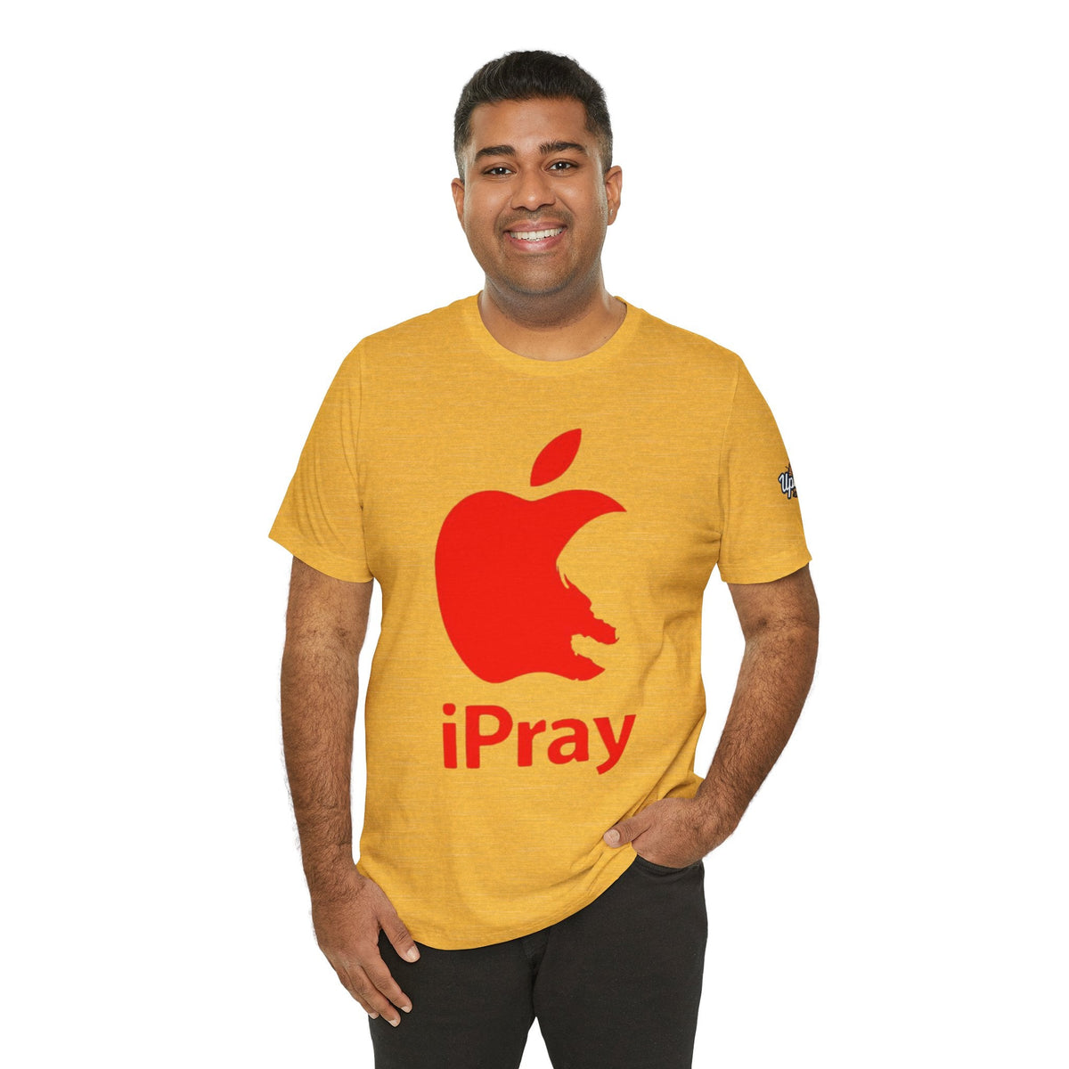 iPray Red Apple Christian T-Shirt — Faith Graphic Tee Printify