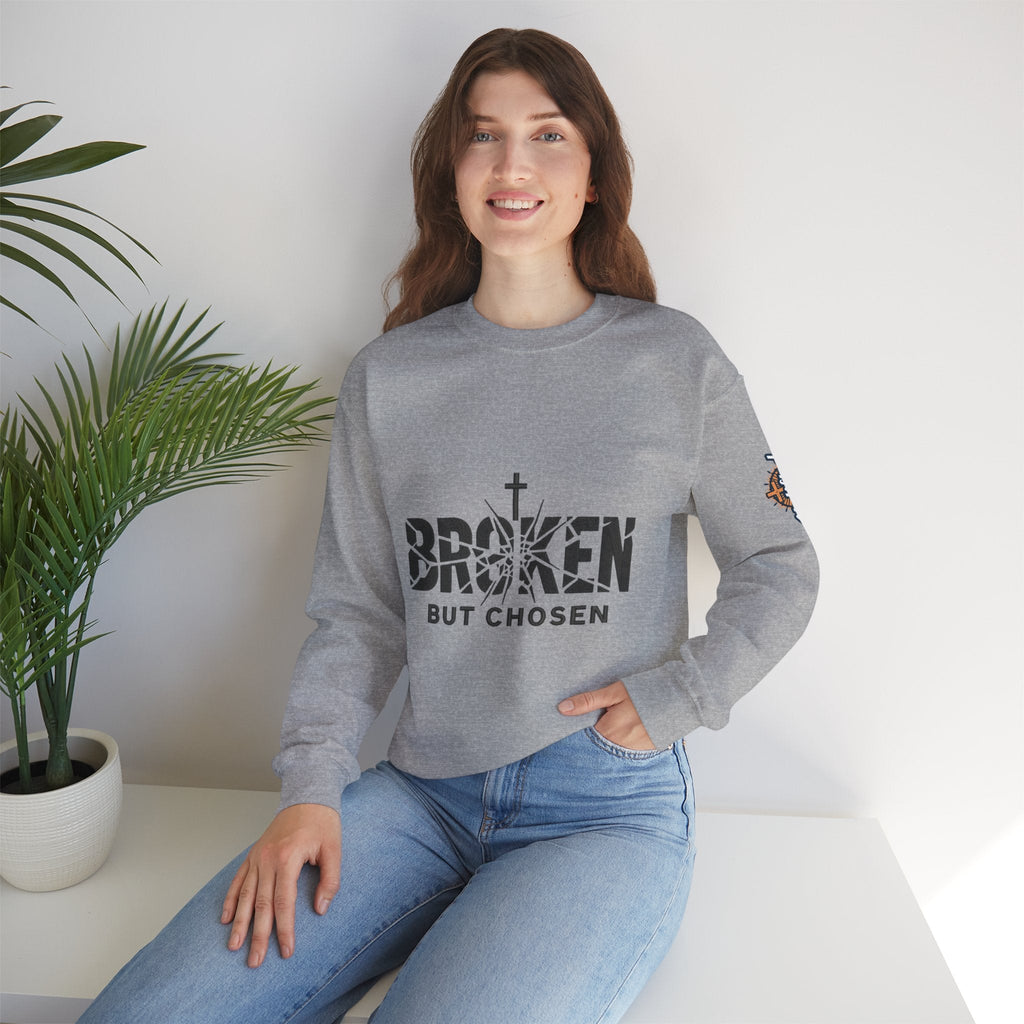 Broken But Chosen Crewneck Sweatshirt Printify