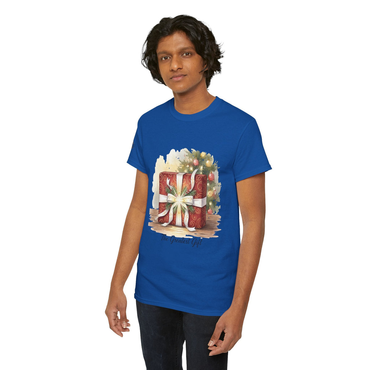 The Greatest Gift T-shirt – Cross Bow Present Christian T-shirt for Christmas Salvation & Eternal Faith Printify