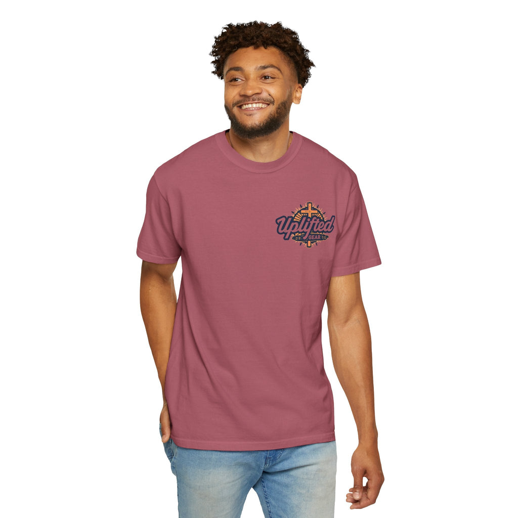 ✨ Chosen. Loved. Redeemed. – Elegant Christian T-Shirt | Gold Foil Faith Tee | Subtle Cross & Heart Design | Inspirational Bible Verse Apparel by Uplifted Gear Printify