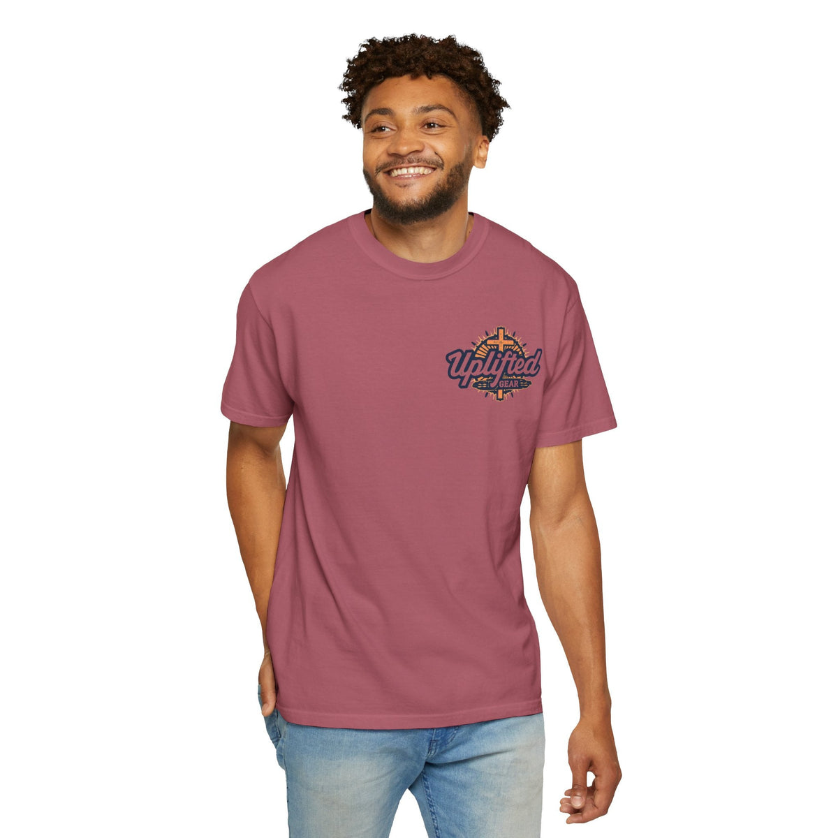 ✨ Chosen. Loved. Redeemed. – Elegant Christian T-Shirt | Gold Foil Faith Tee | Subtle Cross & Heart Design | Inspirational Bible Verse Apparel by Uplifted Gear Printify