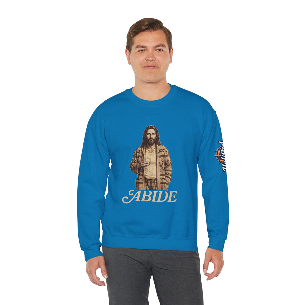 Abide Jesus Sweatshirt — Vintage 'The Dude' Religious Graphic Sweatshirt Printify