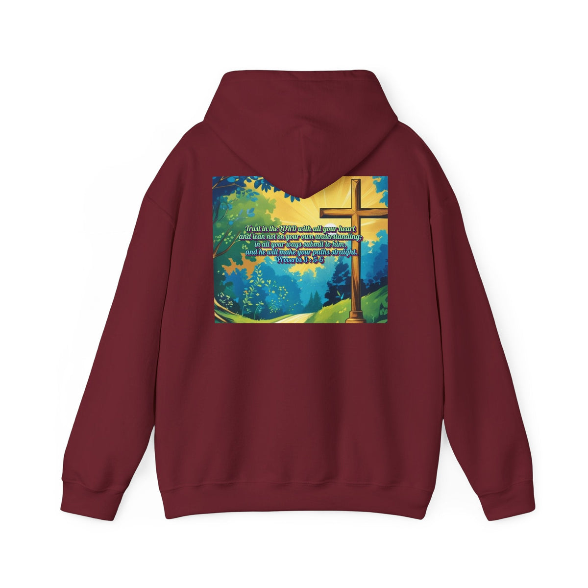 Trust in The Lord Proverbs 3:5-6 Biblical Design Unisex Heavy Blend™ Hooded Sweatshirt Printify