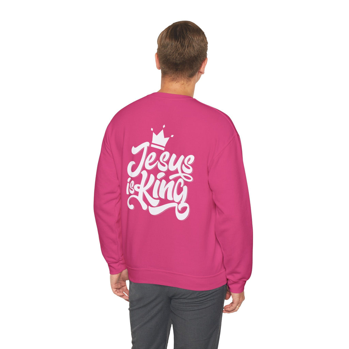Jesus is King Sweatshirt – Bold Crown & Cross Christian Hoodie for Eternal Faith & Comfort Printify