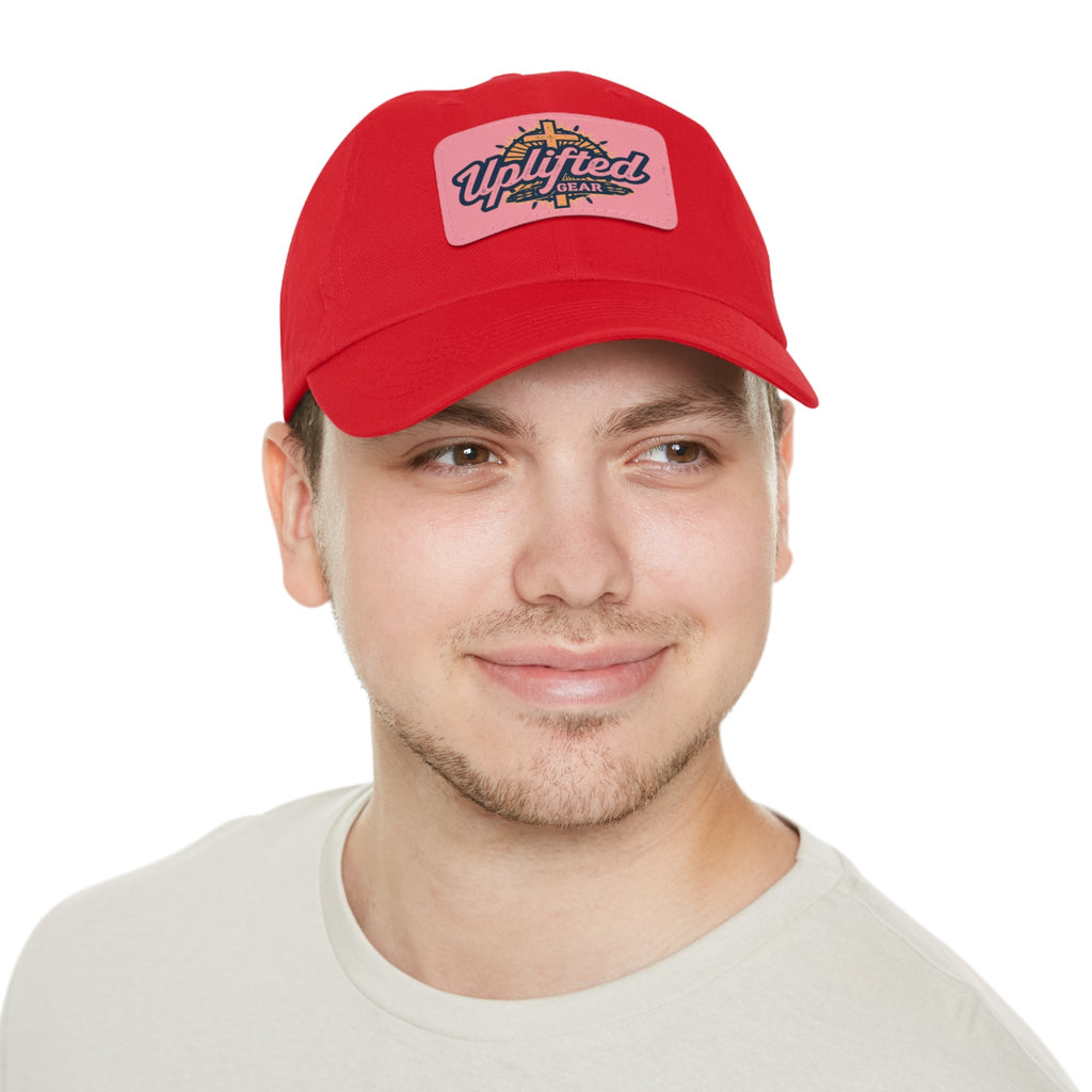 Uplifted Gear Leather Patch Dad Hat — Vintage Aviation Logo Cap Printify