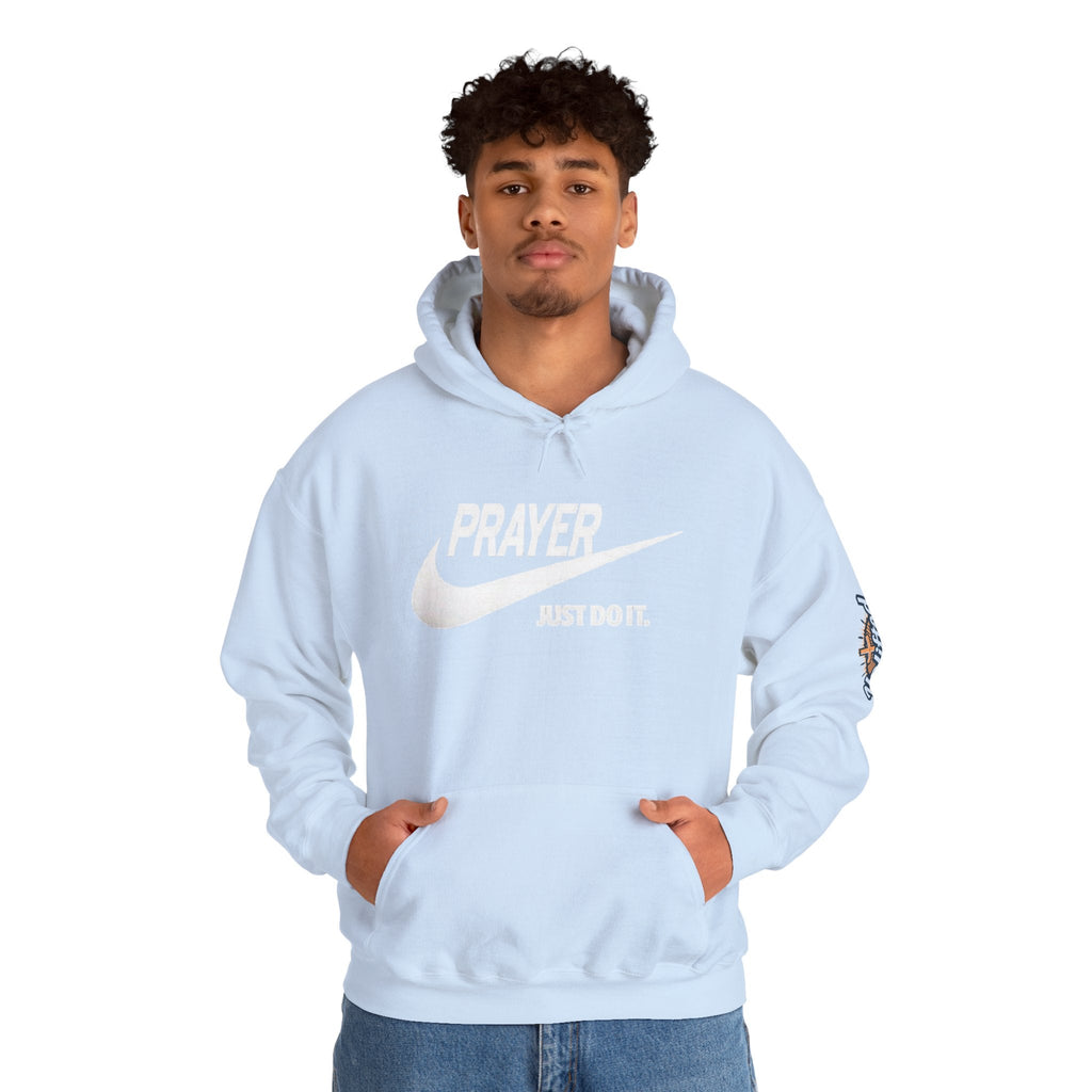 Prayer Just Do It Hoodie - Funny Christian Nike Parody Hoodie - Faith Gear Printify