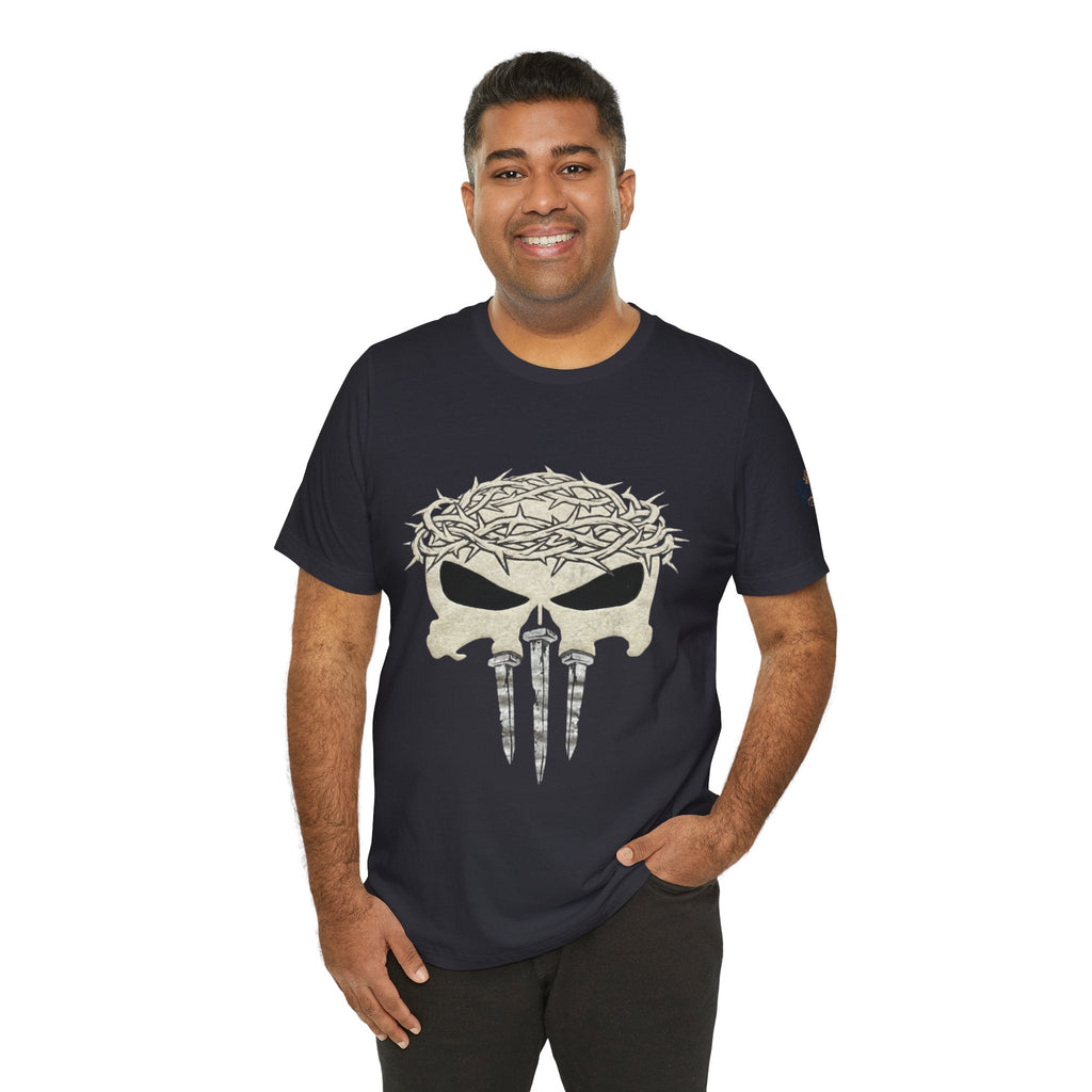 Christian Skull T-shirt - Crown of Thorns & Nails - Warrior Faith T-shirt Printify