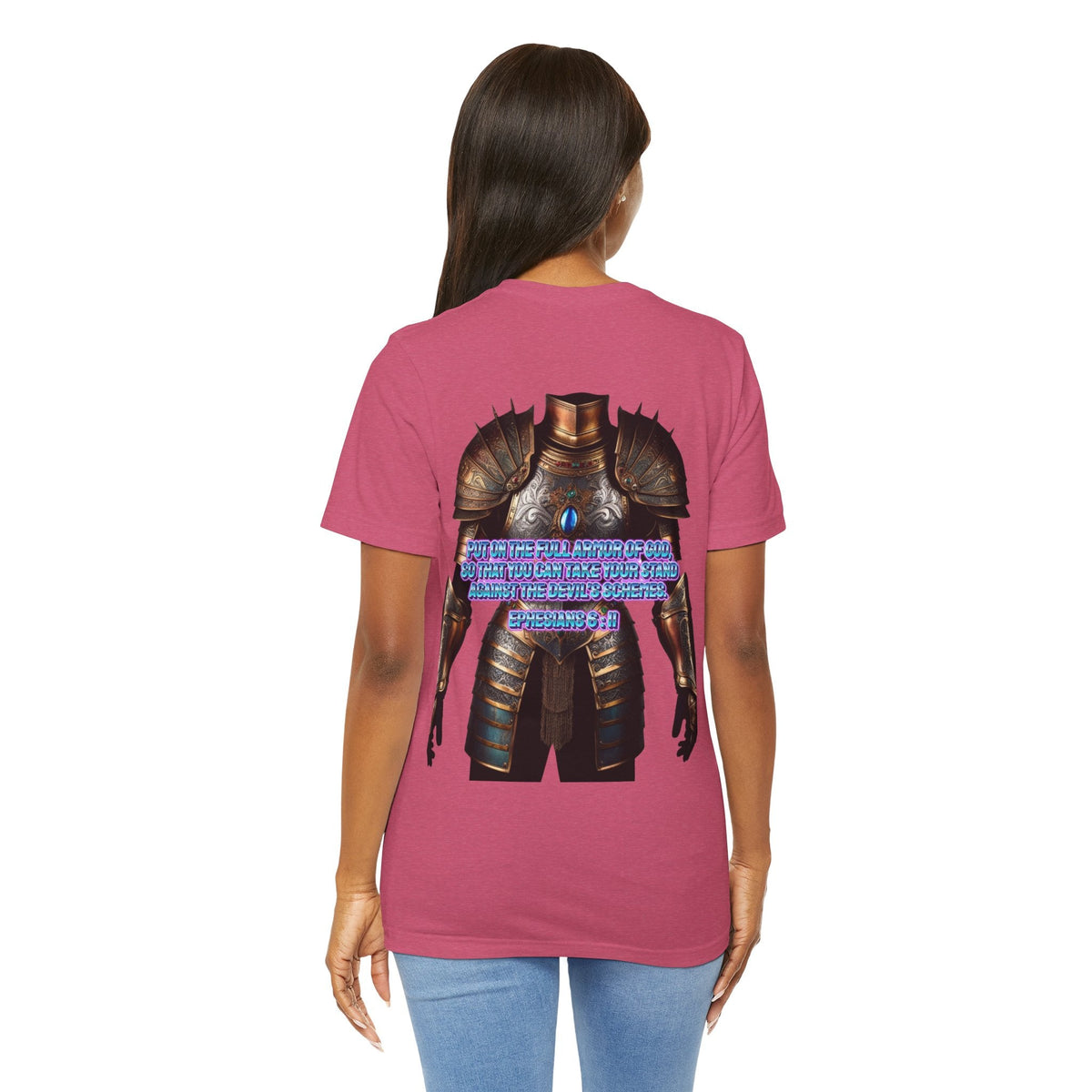Religious Graphic Tee with Armor Of God Design Unisex Jersey Short Sleeve Tee Printify