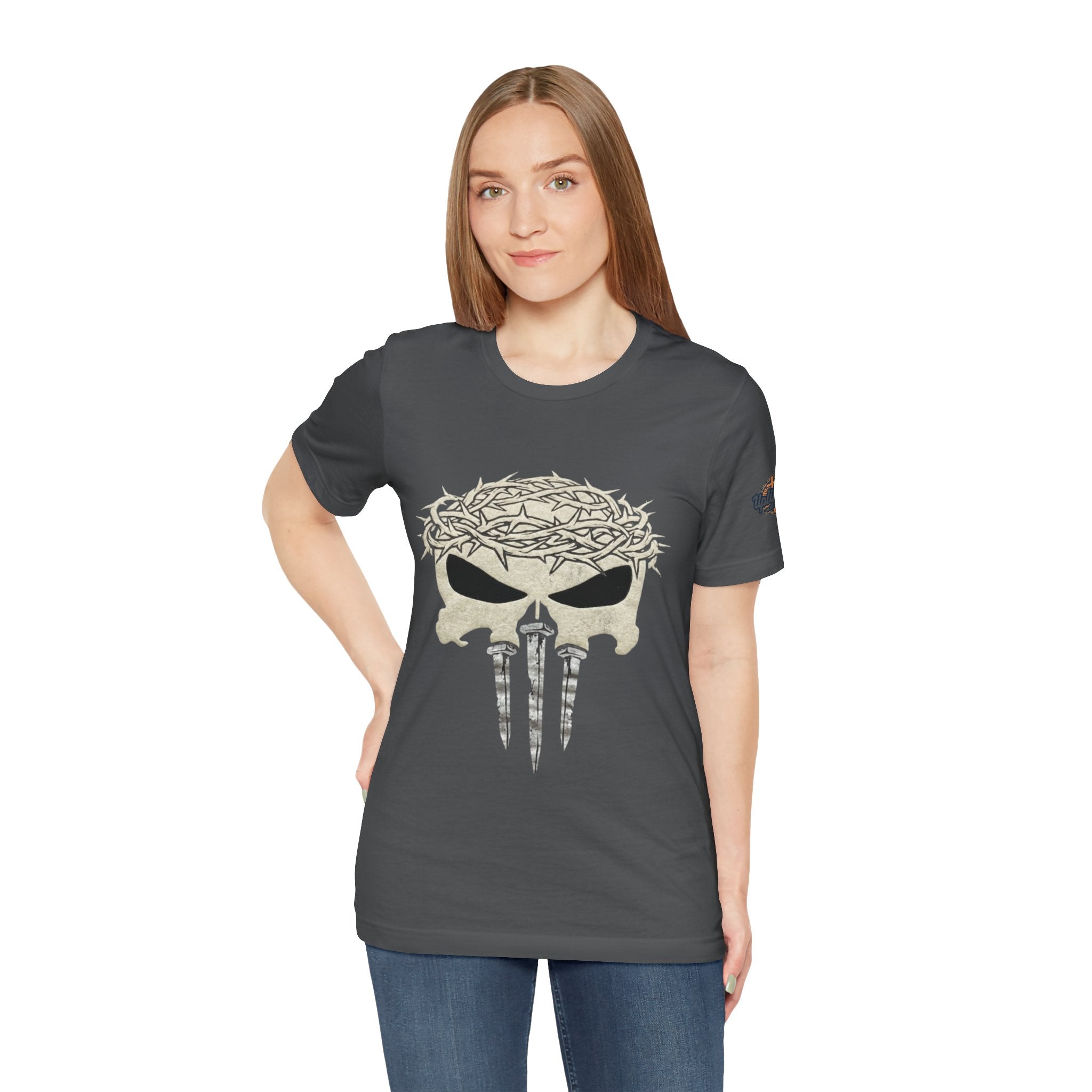 Christian Skull T-shirt - Crown of Thorns & Nails - Warrior Faith T-shirt Printify