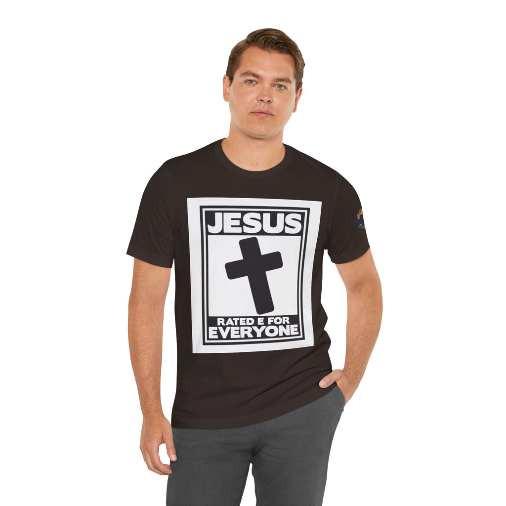 Jesus, Rated E for Everyone T-shirt - Gamer Faith T-shirt - Christian Video Game Parody Printify