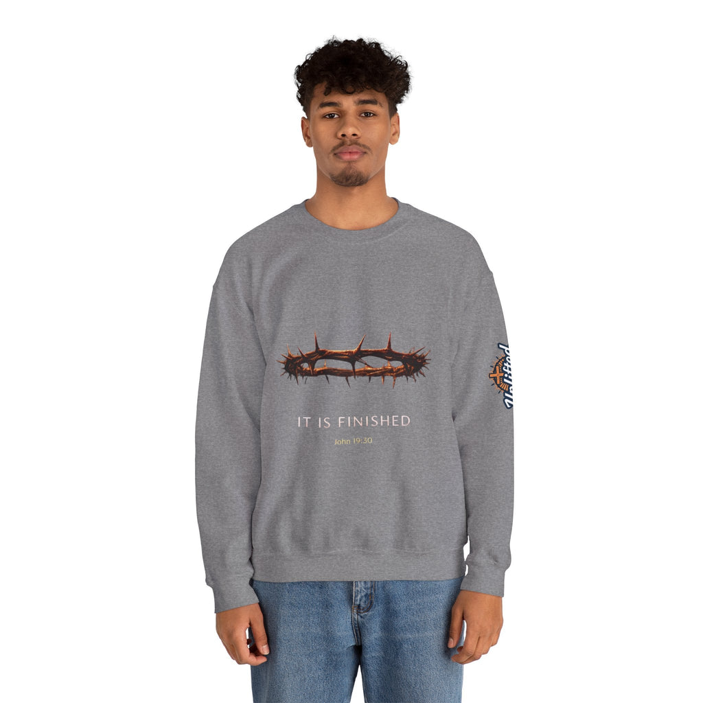 It Is Finished Crown of Thorns Sweatshirt — Christian John 19:30 Faith Sweatshirt Printify