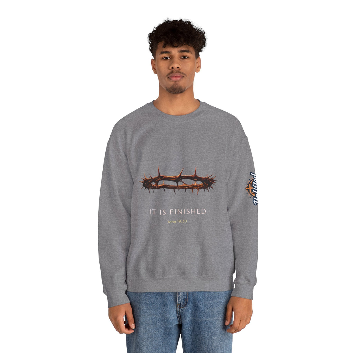 It Is Finished Crown of Thorns Sweatshirt — Christian John 19:30 Faith Sweatshirt Printify
