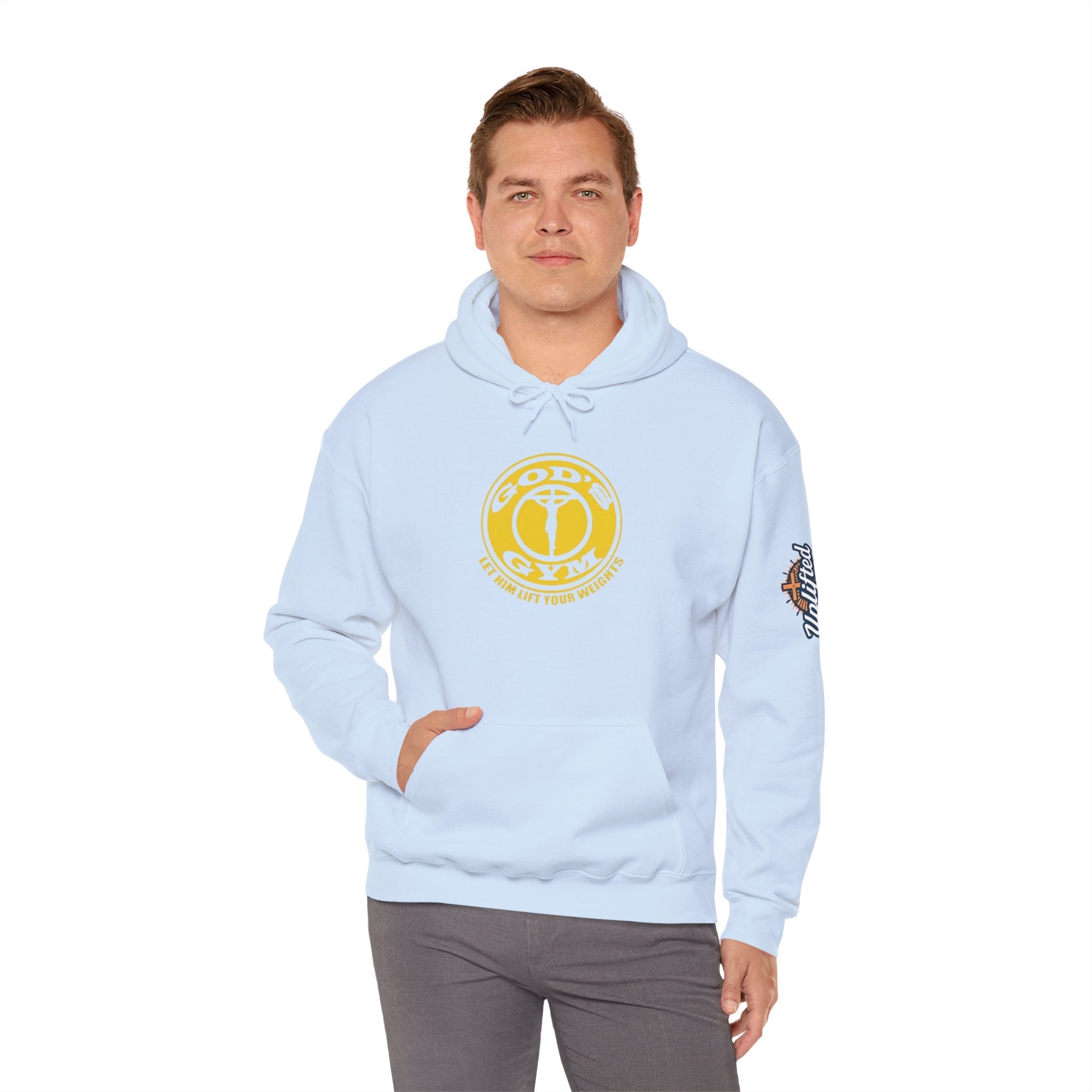 God's Gym Hoodie — "Let Him Lift Your Weights" Christian Fitness Hoodie Printify