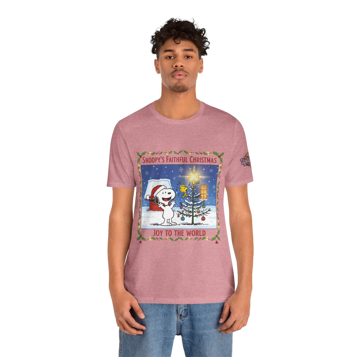 🎄 Faithful Christmas Friends – Christian Holiday T-Shirt | Festive Tree & Cartoon Duo | Heartwarming Christmas Tee by Uplifted Gear Printify