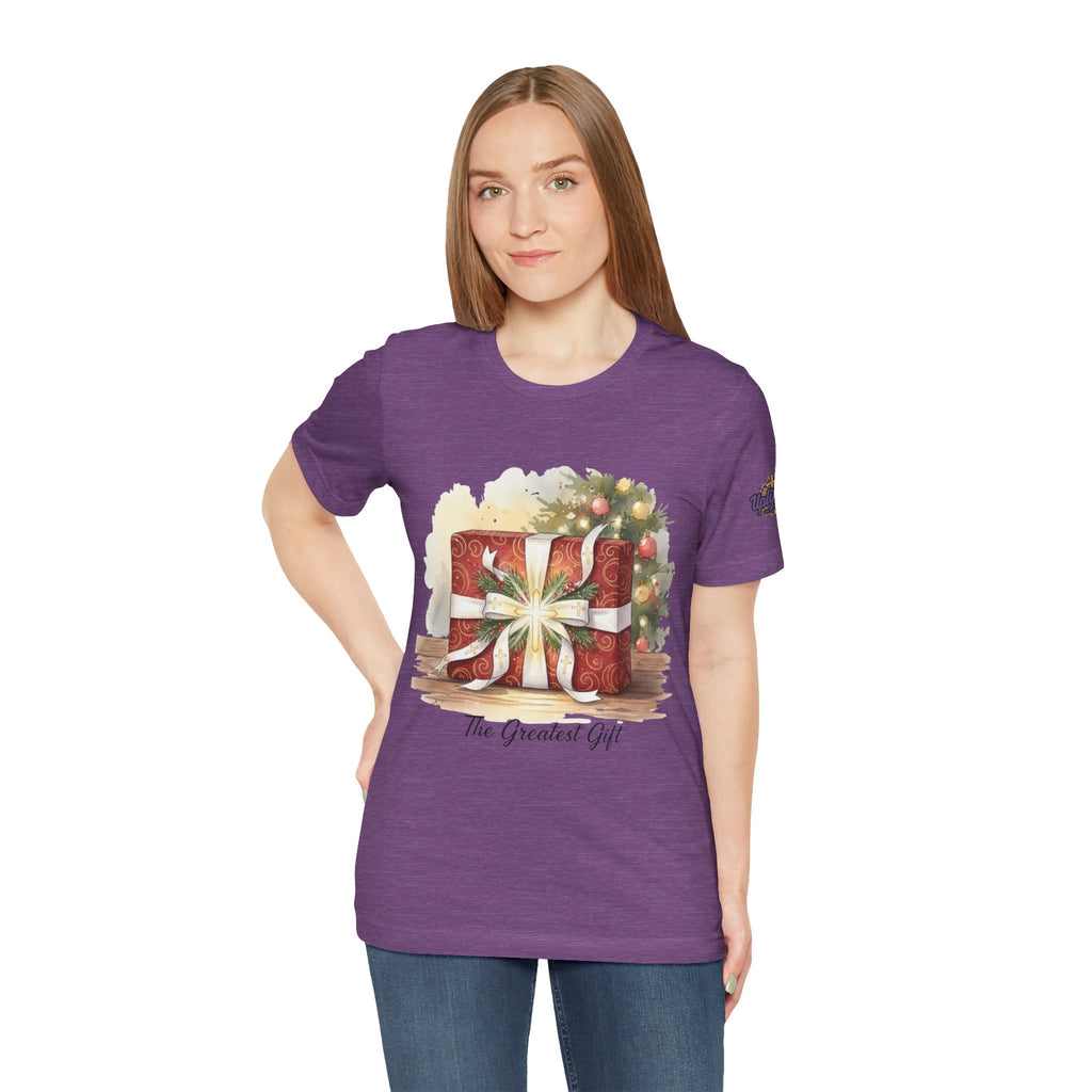 The Greatest Gift T-shirt – Cross Bow Present Christian T-shirt for Christmas Salvation & Eternal Faith Printify