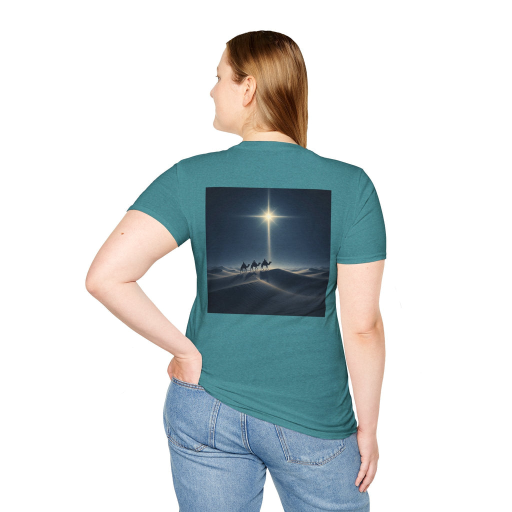 3 Wise Men T-shirt – Magi Camels Nativity Journey Christian Christmas T-shirt for Epiphany Faith & Holy Night Printify