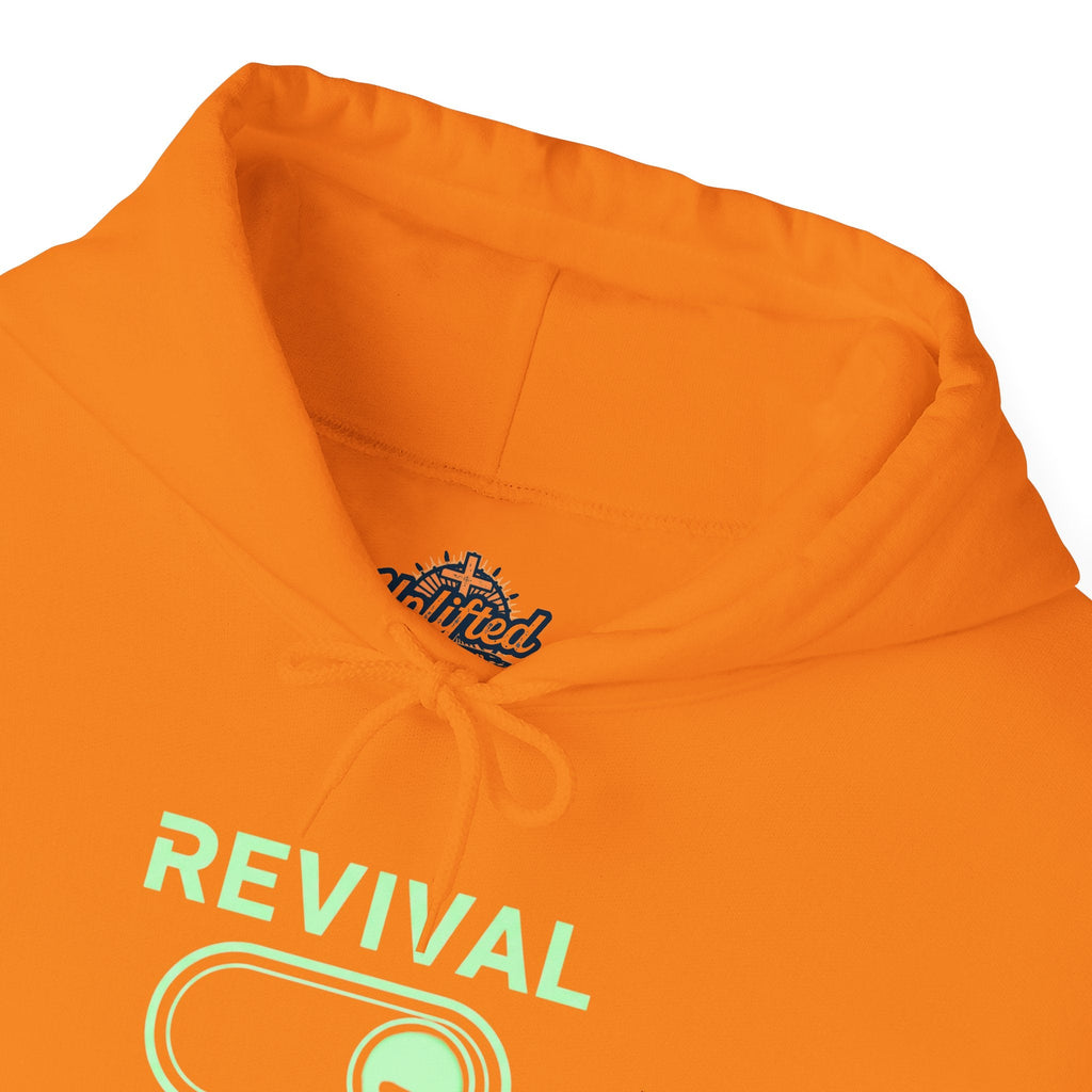 🔥 Revival Mode: ON – Christian Techwear Hoodie | Glowing Green Faith Switch | Futuristic Jesus Shirt | Activate Your Spiritual Awakening | Uplifted Gear Printify