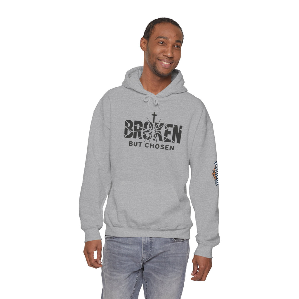 Broken But Chosen Hoodie — Christian Faith Graphic Sweatshirt Printify