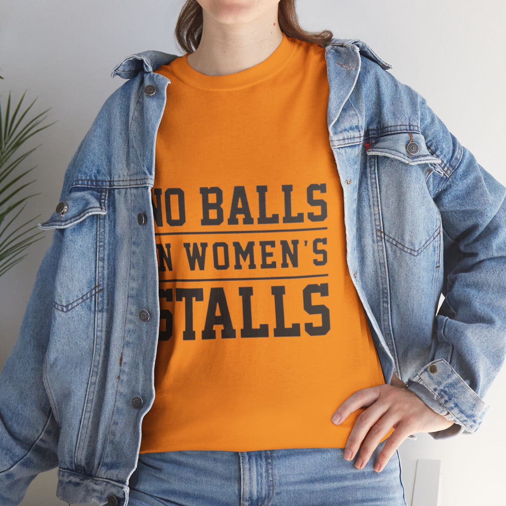 No Balls in Women's Stalls Retro Protest T-Shirt Printify